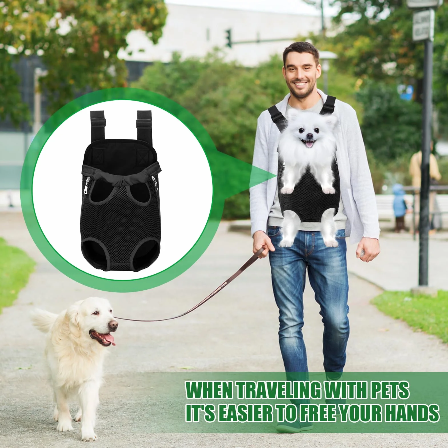 Trasportino Cani Zaino Borsa Piccola Taglia Traspirante 2,5-3,5 KG Nero