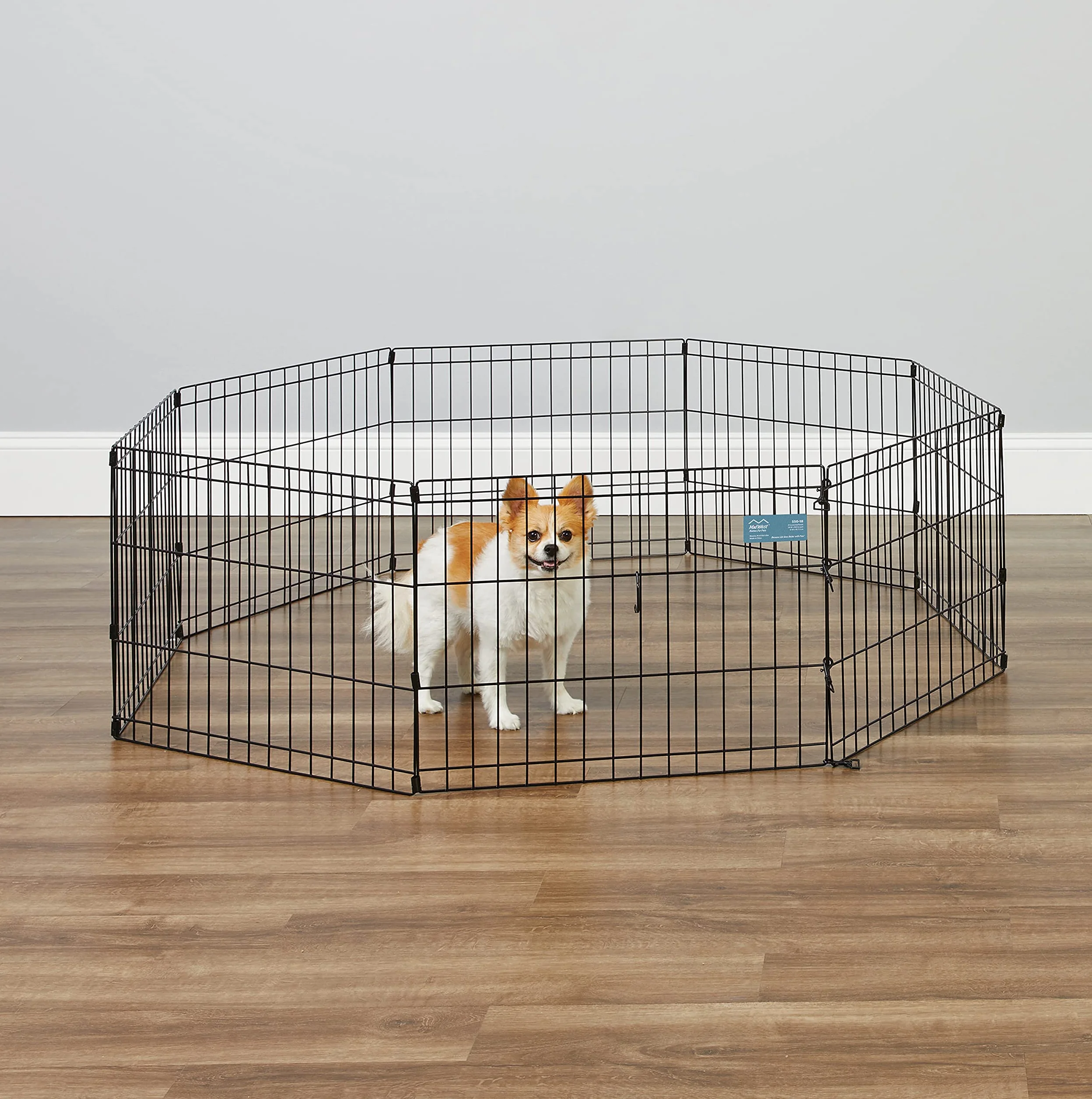 MidWest Homes for Pets Recinto per animali in metallo pieghevole nero 1,5 m spazio 46 cm altezza