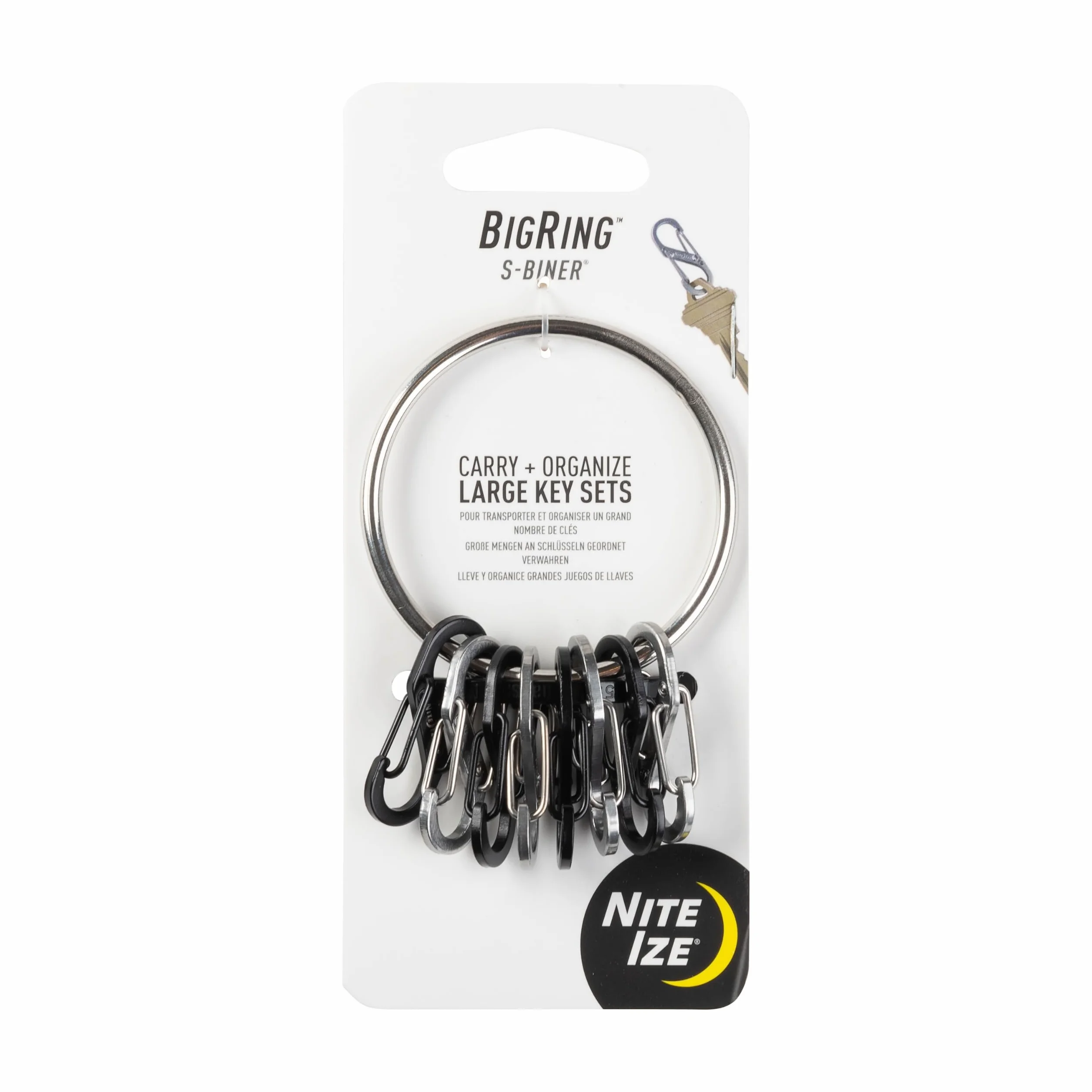 BigRing Steel Portachiavi 4 Blk/4 SS S-Biners