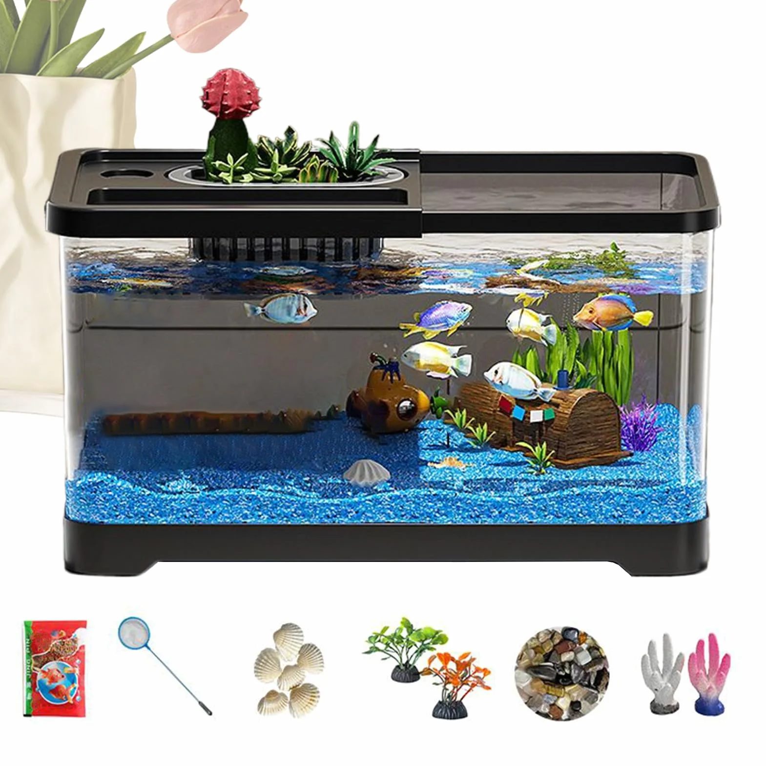 Acquario in vetro per principianti Aqua Cube Glass Fish Tank Starter Kit