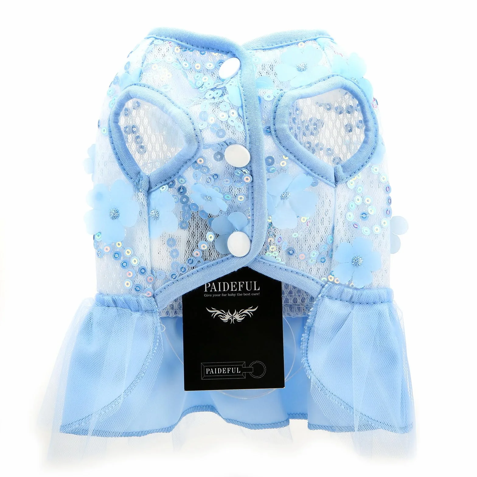 PAIDEFUL Vestito per cani, vestito di lusso con fiocco da principessa, per ragazze e cani, gonna per animali domestici in rete con paillettes, fiori, gatti, cuccioli, abiti per feste di nozze,