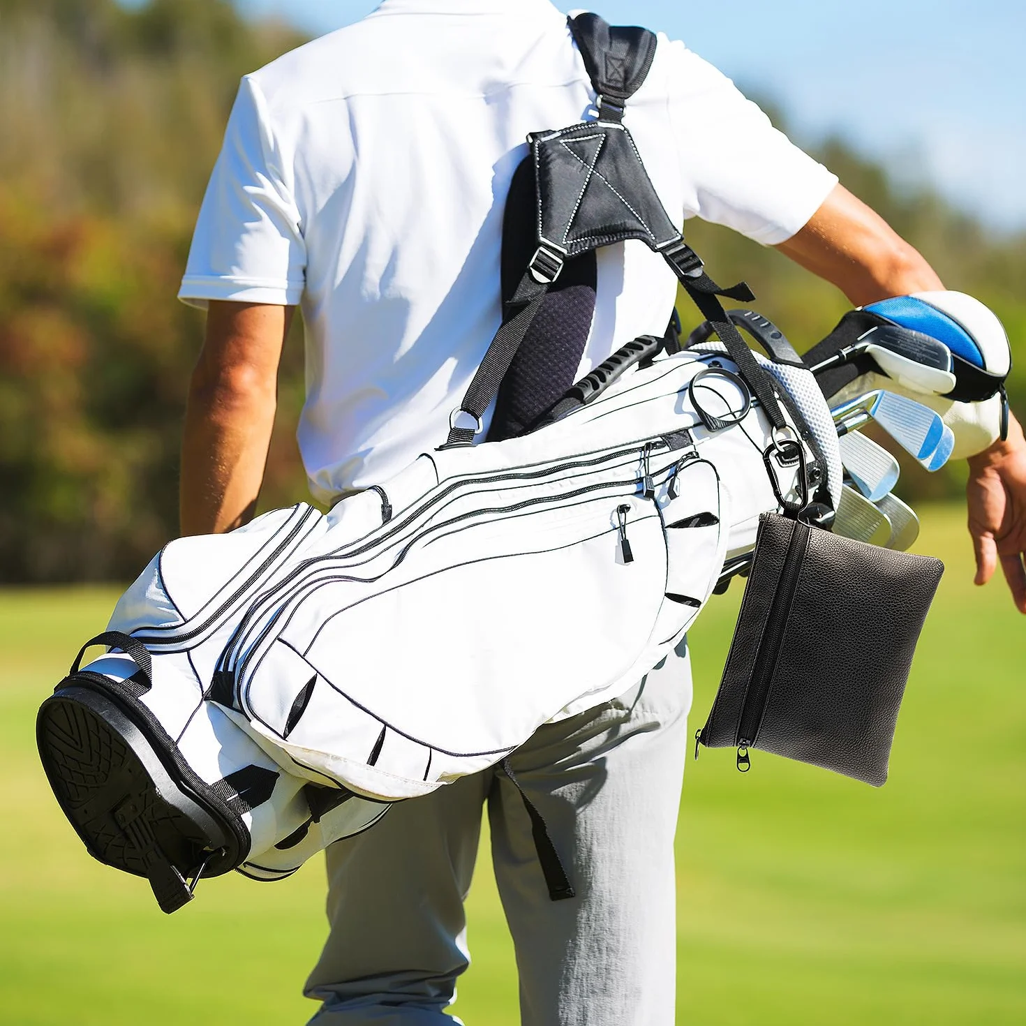 Sacca Portaoggetti per Palline e Maglie da Golf, Borsa Marsupio Sportivo con Fibbia