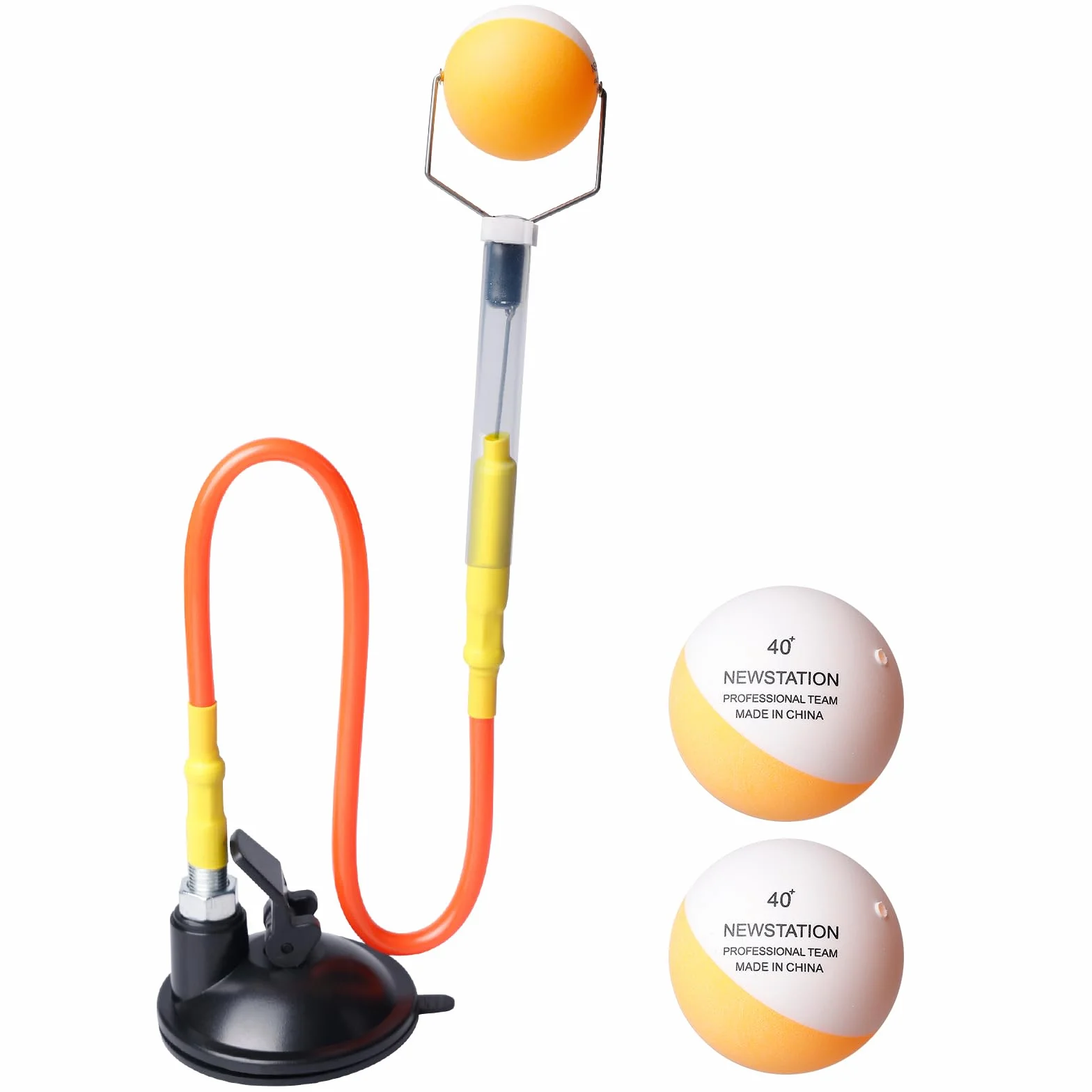 BORDEAG Allenatore di tennis da tavolo robot 2 palle ventosa arancione 250-560 mm