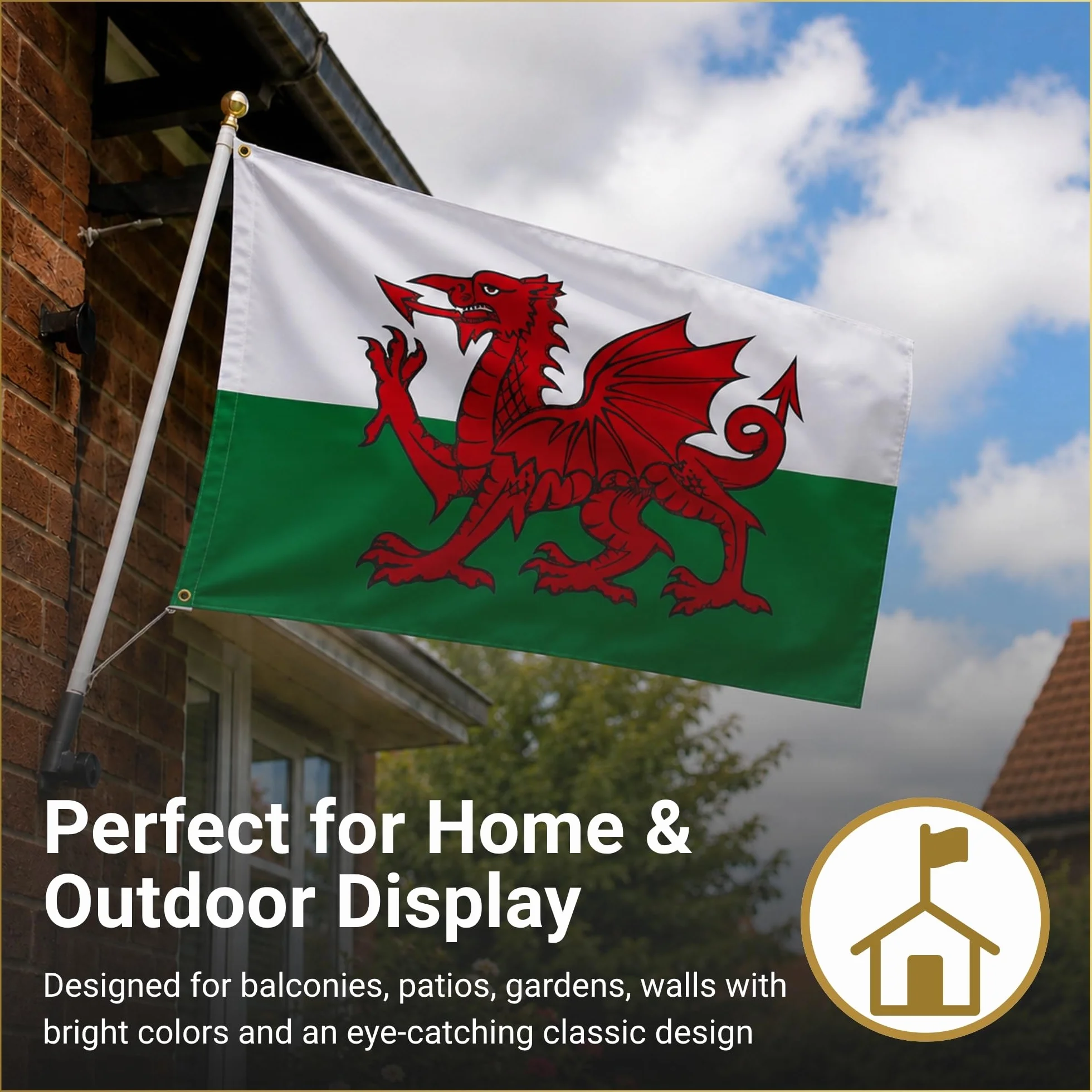 Grande bandiera del Galles drago gallese Cymru bandiera nazionale in poliestere con occhielli