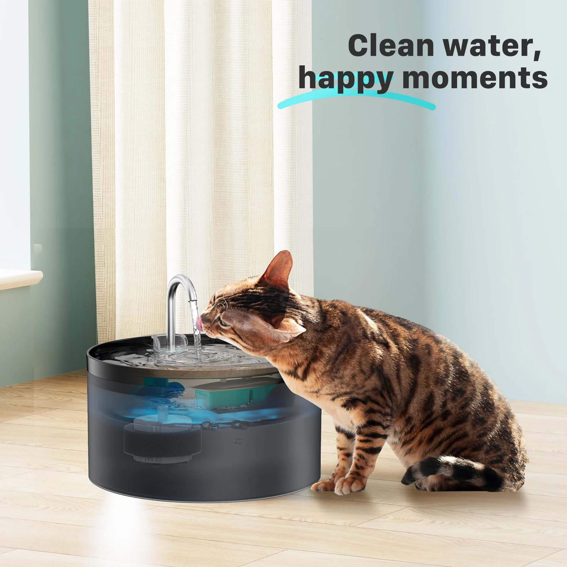 Filter BEMOONY Fontanella per Gatti Filtro, 6 Filtri a Carbone + 6 Spugne, Multi-Filtrazione, per 3.2L Fontana Per Gatti(H7), Filtrazione dei Peli Galleggianti, Addolcimento Dell'Acqua