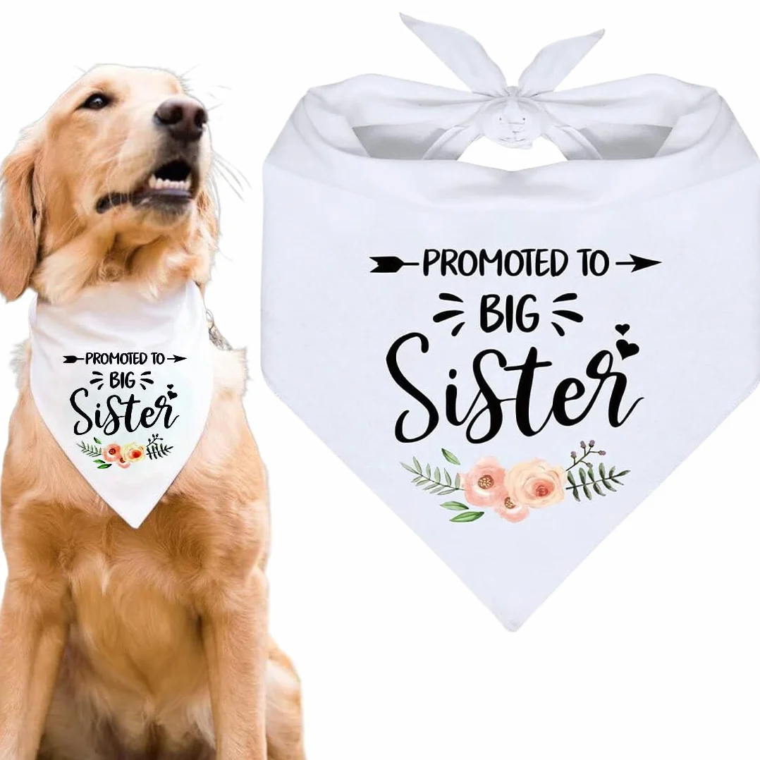 Bandana cane Dog White Wedding Pet Flower Triangolo Pet Dog Scarf Accessori Promoted To Be Big Sister,Perfetta per foto ricordo o per rendere il tuo cane parte integrante della cerimonia