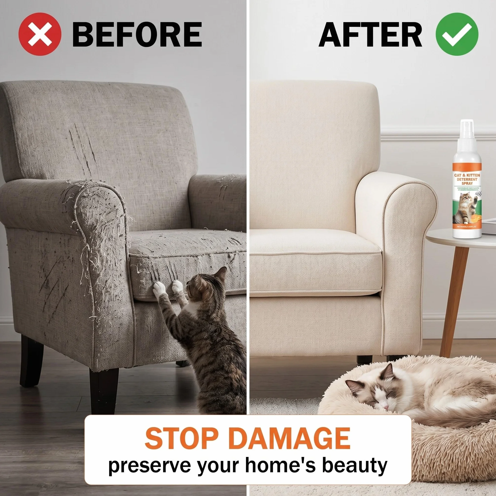 Spray Repellente per Gatti Naturale Anti Graffio Deterrente per interni ed esterni sicuro ed efficace protegge mobili divani tappeti e aree riservate