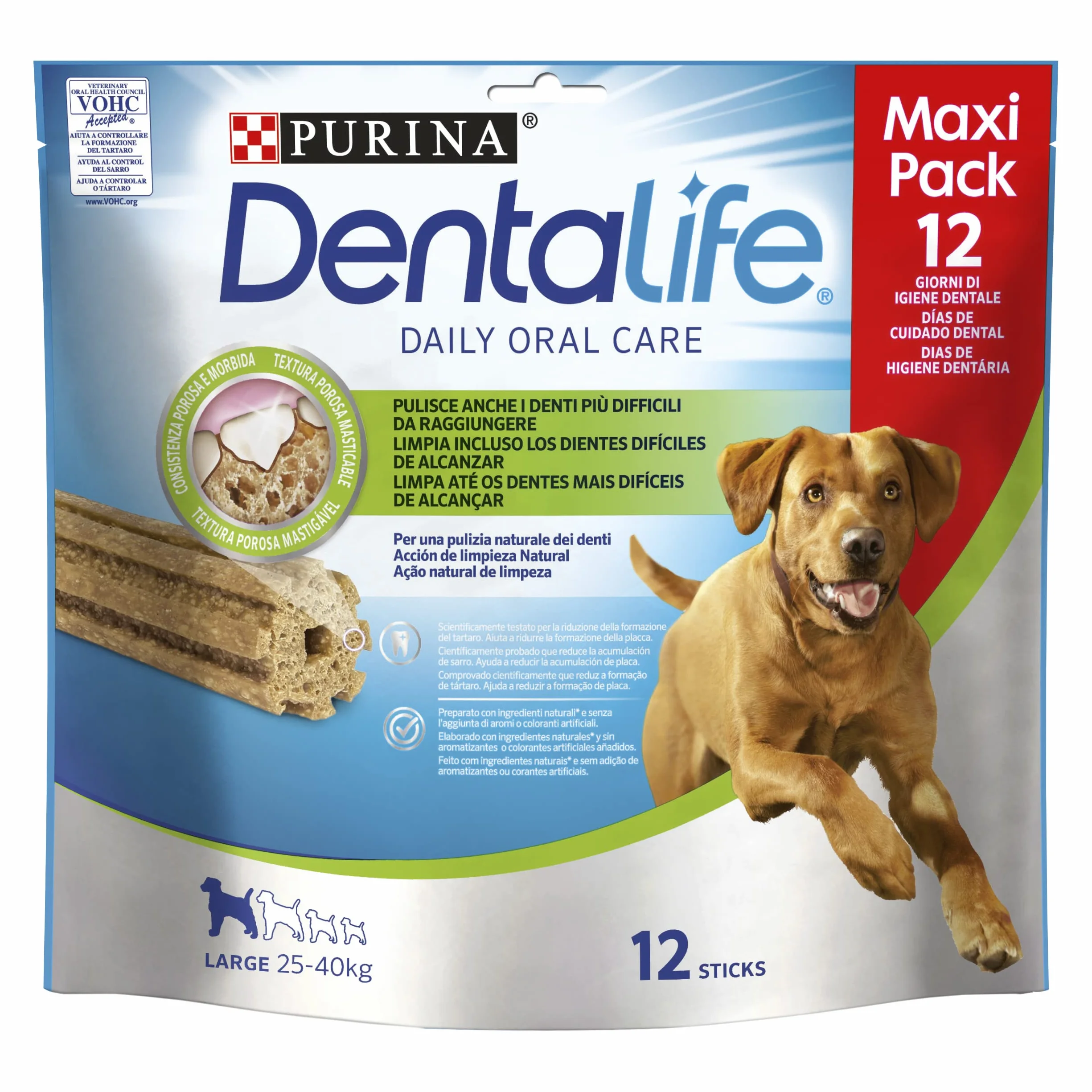 PURINA DENTALIFE Daily Oral Care Snack per l'Igiene Orale per Cani Adulti Stick con Pollo 5 Confezioni da 426g