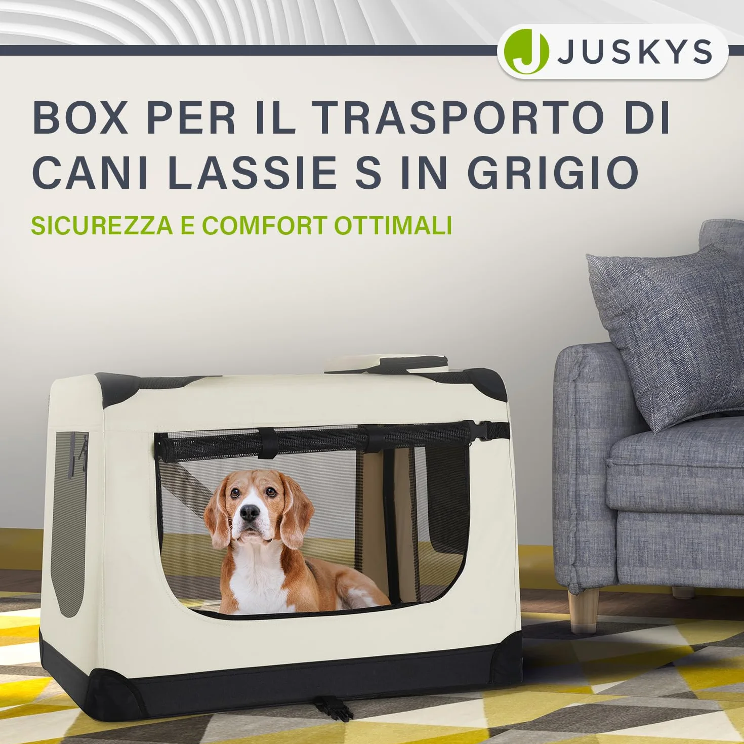Juskys Trasportino per Cani Lassie S pieghevole e portatile 34x50x36 cm con coperta, borsa e maniglie - trasportino pieghevole per cani, gatti e animali domestici - tessuto Oxford - Beige
