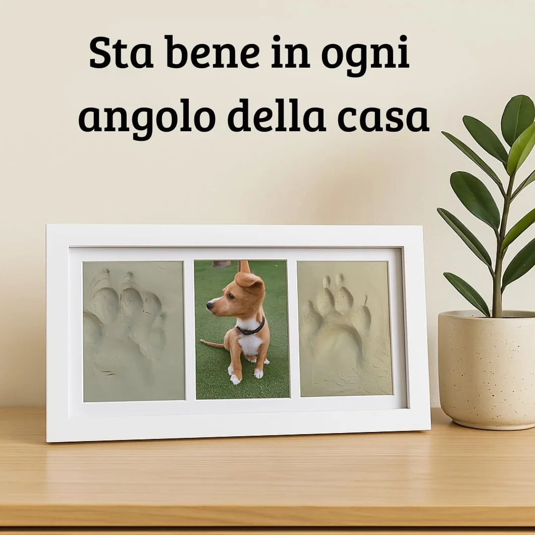 Marco per impronte animali domestici cane gatto kit stampa argilla bianca scatola regalo passepartout colorati ricordo personalizzato