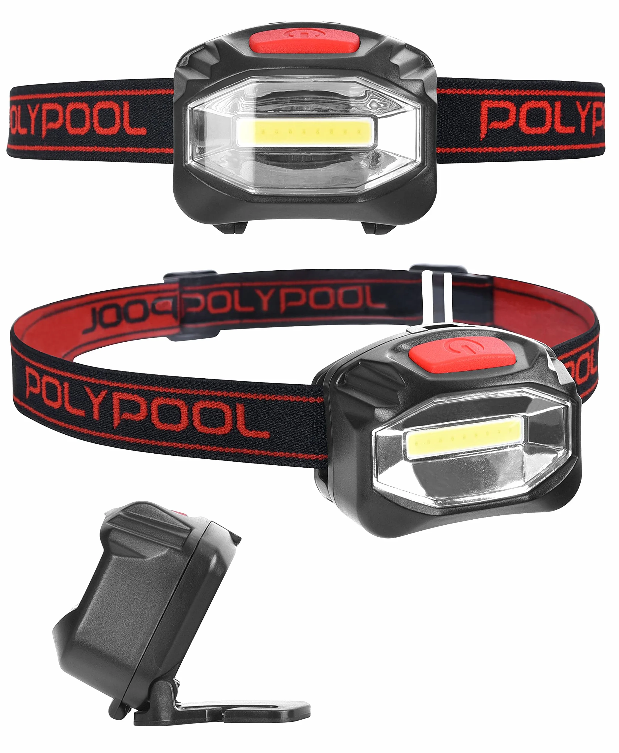 POLY POOL PP3156 Torcia Frontale LED da Trekking e Lavoro all'Aperto 3 Funzioni 130°
