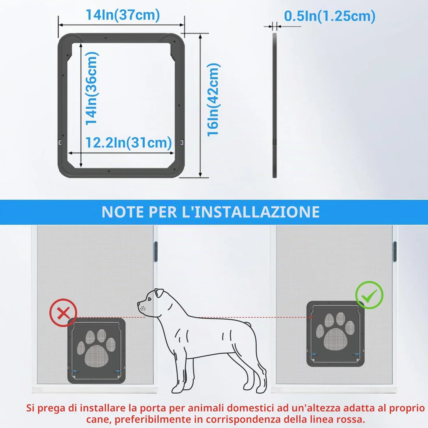 NAMSAN Porta Zanzariera Cane Chiudibile a Chiave 37CM X 42CM