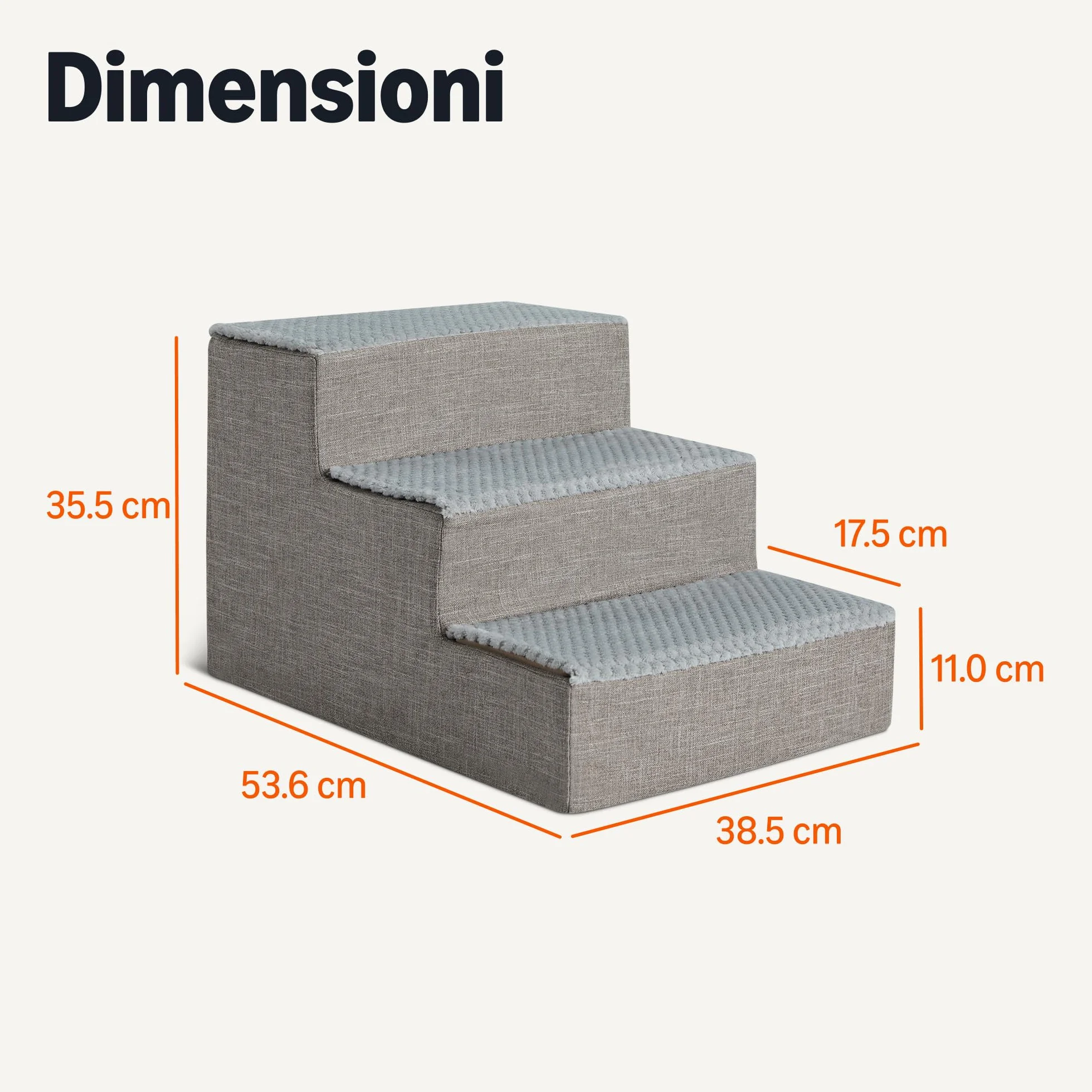 Amazon Basics Scaletta per Cani 35,1 cm 3 Gradini Letto Divano Base Antiscivolo Grigio