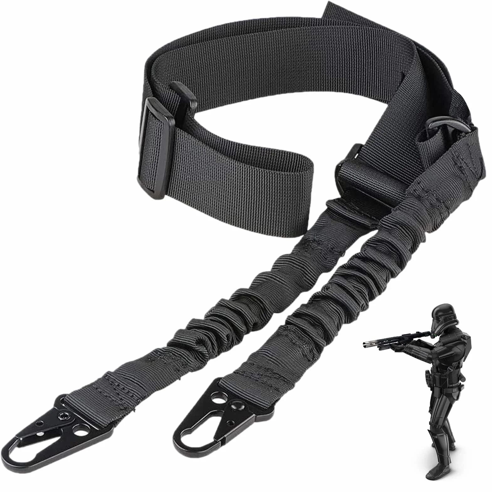 ZONSUSE Cinghia Fucile,Tracolla per Fucile Regolabili,Imbracature da Caccia,Cinghie per Airsoftn,con Gancio in Metallo, Rilascio Flessibile, Adatto per Softair, Caccia, All'aperto