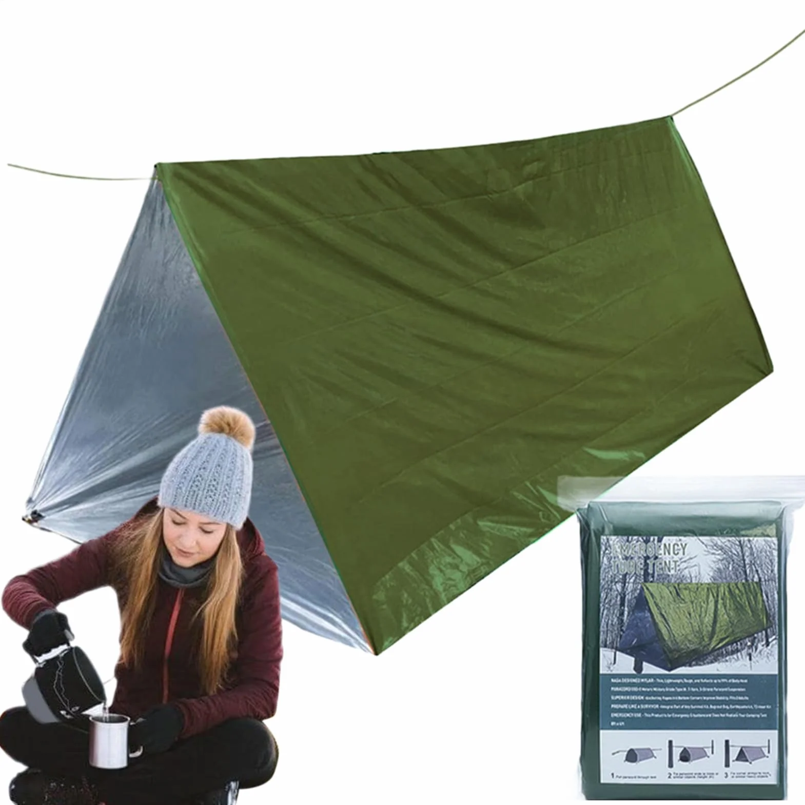 Kit tenda da campeggio impermeabile antivento leggero con sacco a pelo coperta termica escursionismo