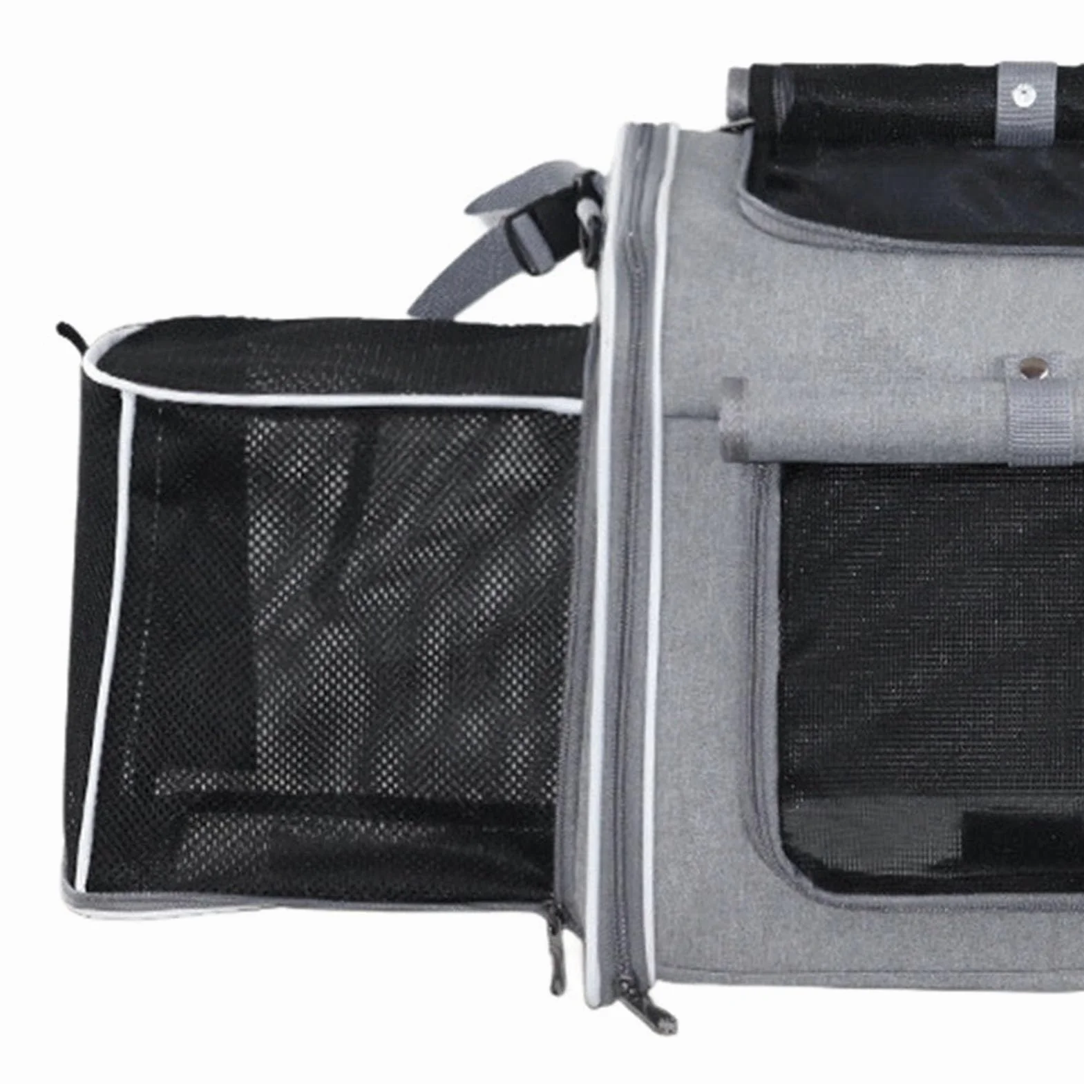 Cestino per Cani da Bici Fino a 8 Kg di Peso 4 Porte, 4 Mesh, Design Morbido Zaino Porta Animali da Bici con Finestre Robusta Struttura in Metallo Tessuto Oxford Resistente (GREY)