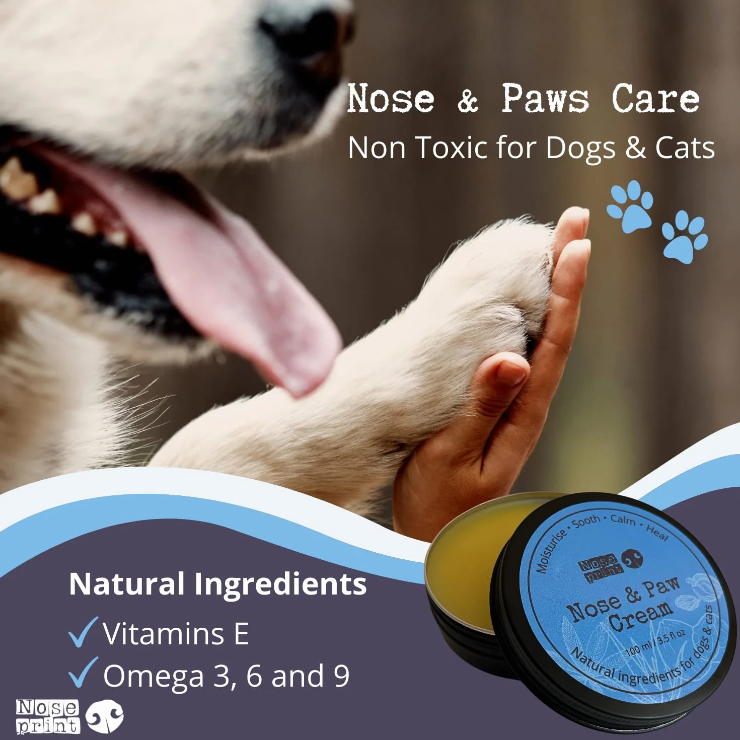 Dog Nose & Paw Balm 100ML Paw Protector Moisturiser for Dry Cracked Pads