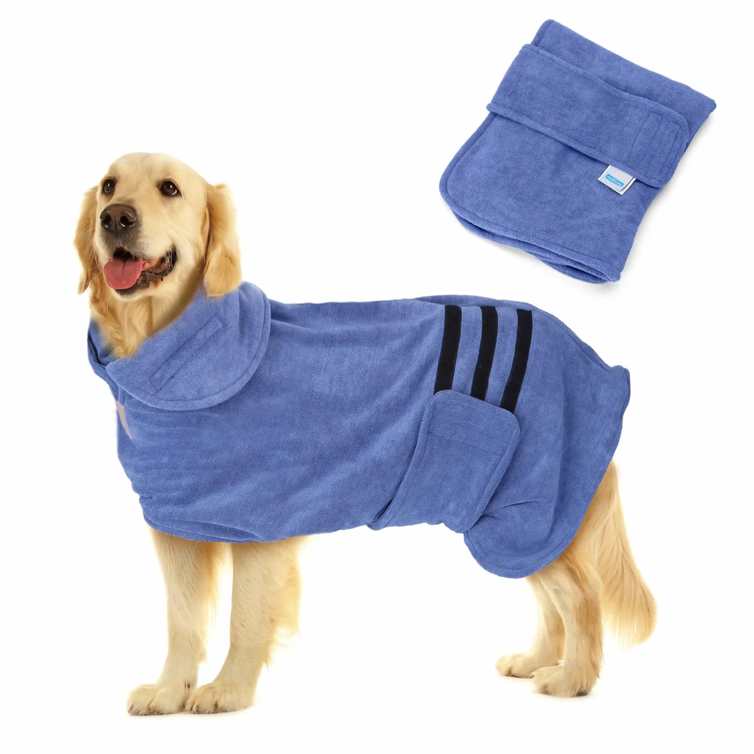 Nobleza Accappatoio per Cani e Gatti in Microfibra con Velcro, Super Assorbente, Asciugatura Rapida, Cinque Taglie, Morbido Asciugamano per Cani (XL)