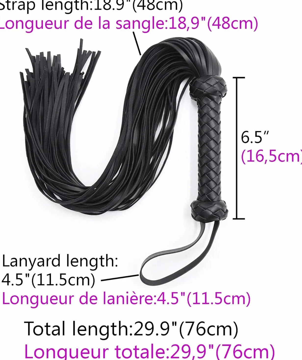 Frusta in Pelle Frusta Nappa Frusta da Equitazione con Impugnatura Antiscivolo Frusta in Pelle, utilizzata per spettacoli teatrali (Nero)