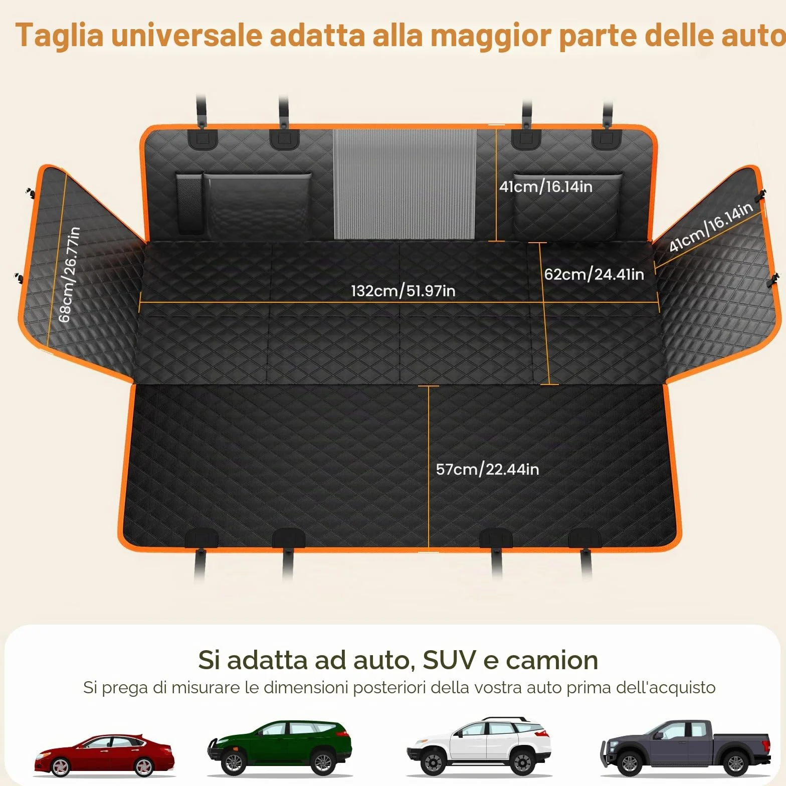 Pecute Coprisedile Auto Cani Posteriore, Estensione del Sedile Posteriore per Cani, Coprisedile per Auto per Cani con Fondo Rigido, Amaca per Cani per Lettino da Viaggio per Auto,per Auto, Camion, SUV