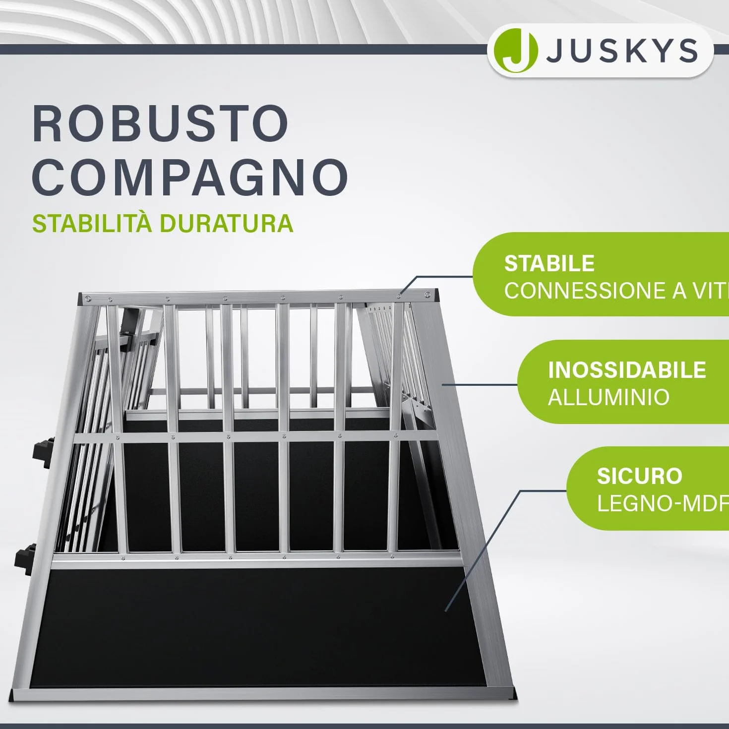 Juskys Box per trasporto cani in alluminio XL, 96x90x71 cm - Gabbia auto robusta e facile da pulire, con porta a griglia e serratura