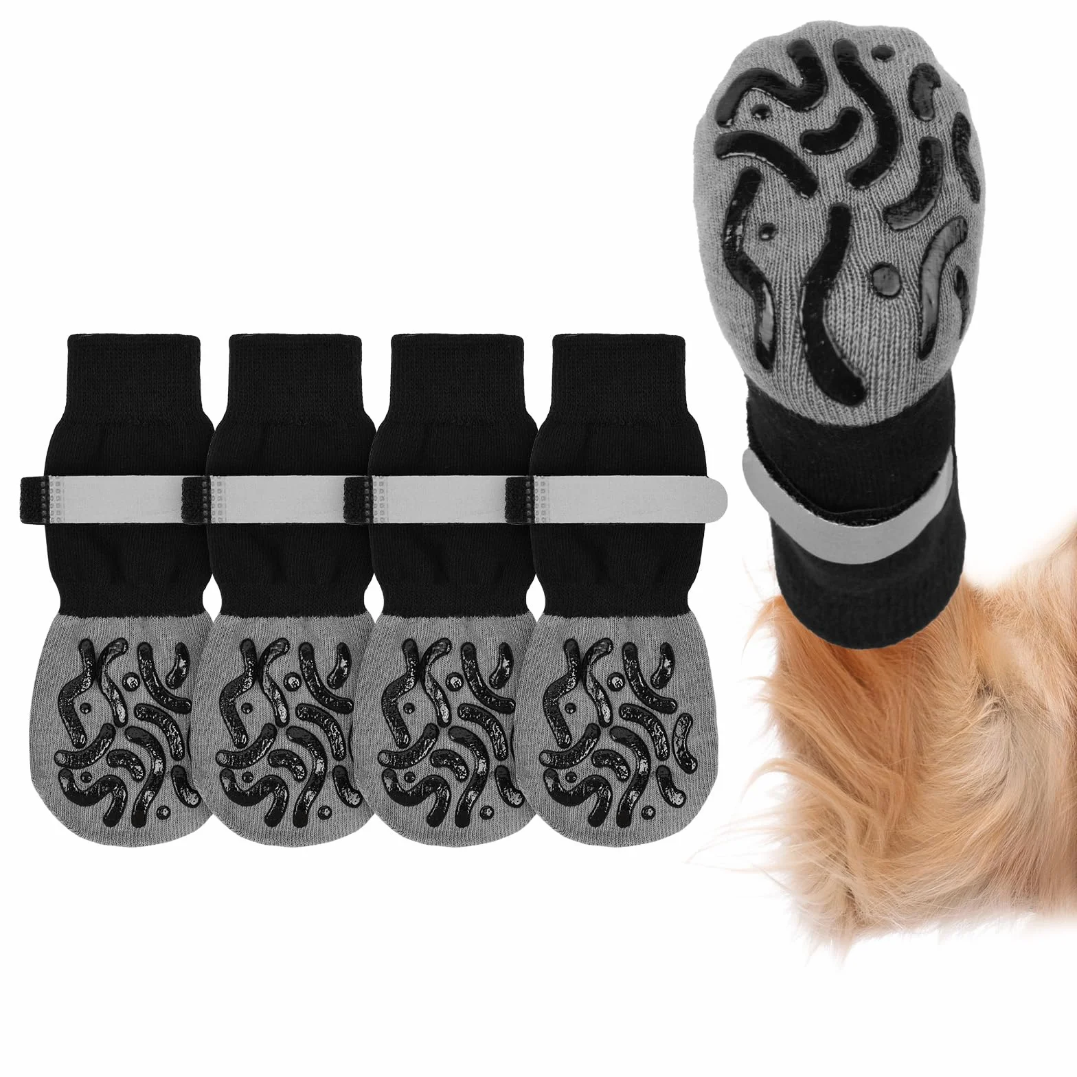 Calzini per Cani Antiscivolo 2 Paia Regolabili Lavabili Protezioni Zampe Cane Piccola Media Taglia