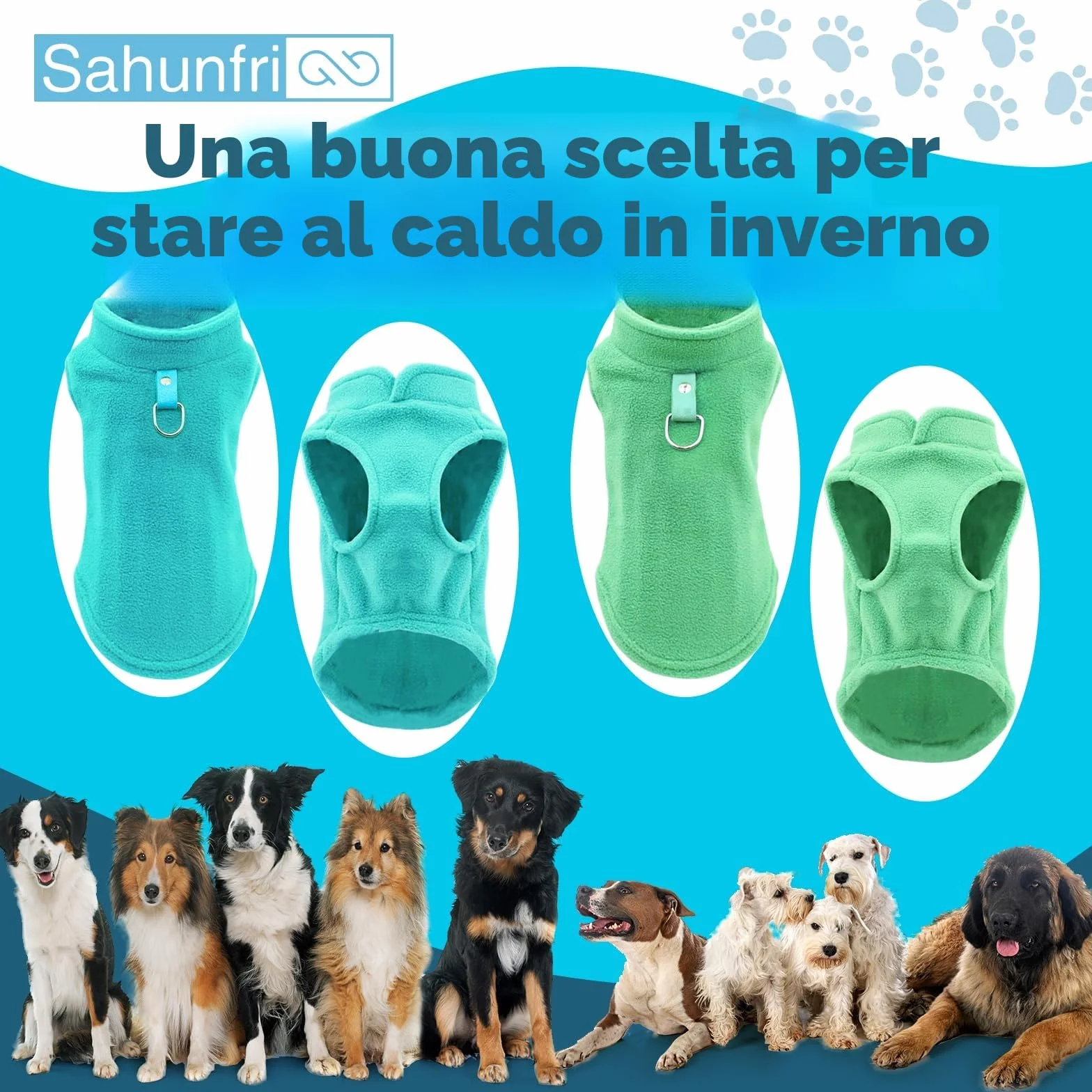 Maglioncino per Cani e Gatti di Piccola Taglia in Pile, Giacca Invernale Caldo e Morbido (aqua+green, L)