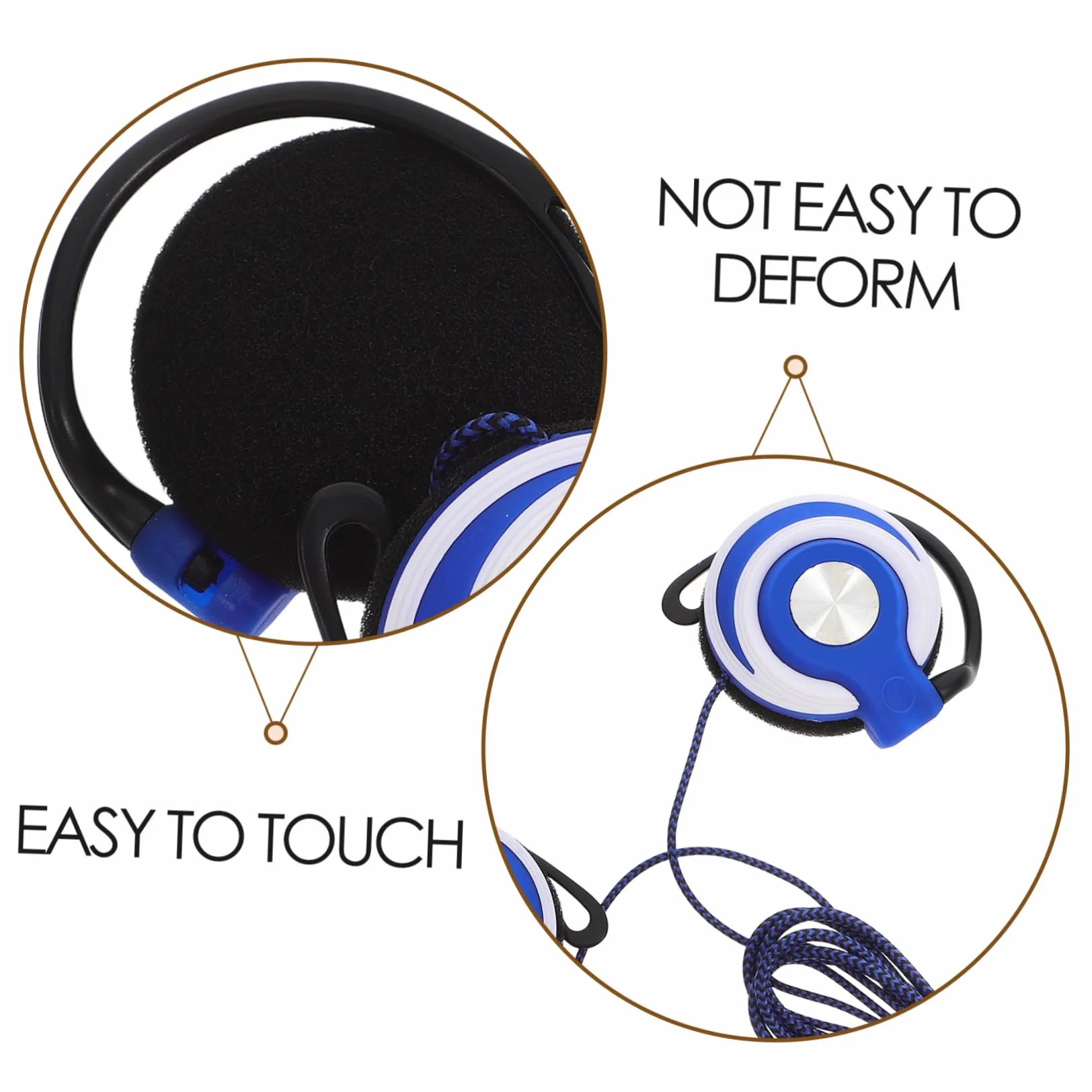 BESTonZON 2 Cuffie Stereo Auricolari Clip Con Gancio Orecchio Cablato Blu Ergonomiche Suono Surround
