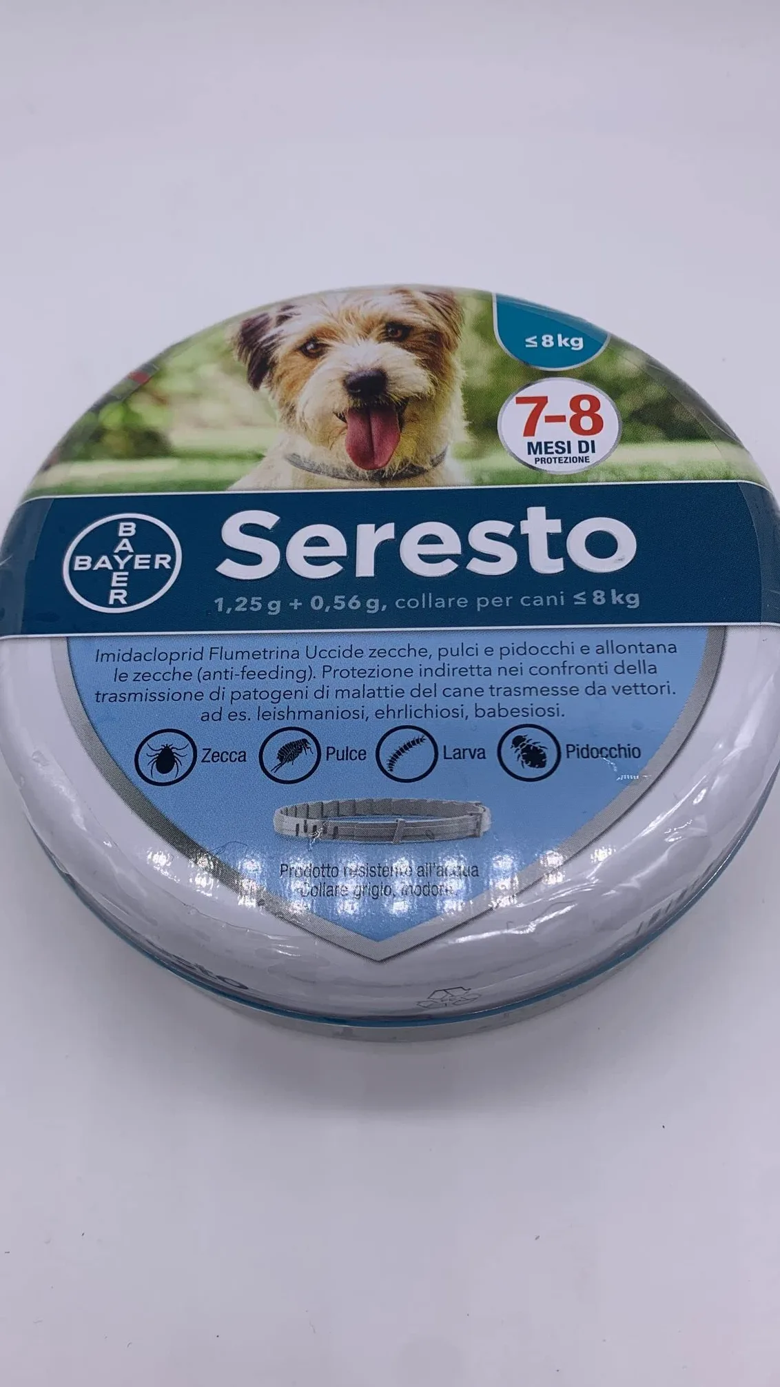 Seresto Collare per Cani Fino a 8kg, Nylon, Unisex, Solido, Piccola Taglia