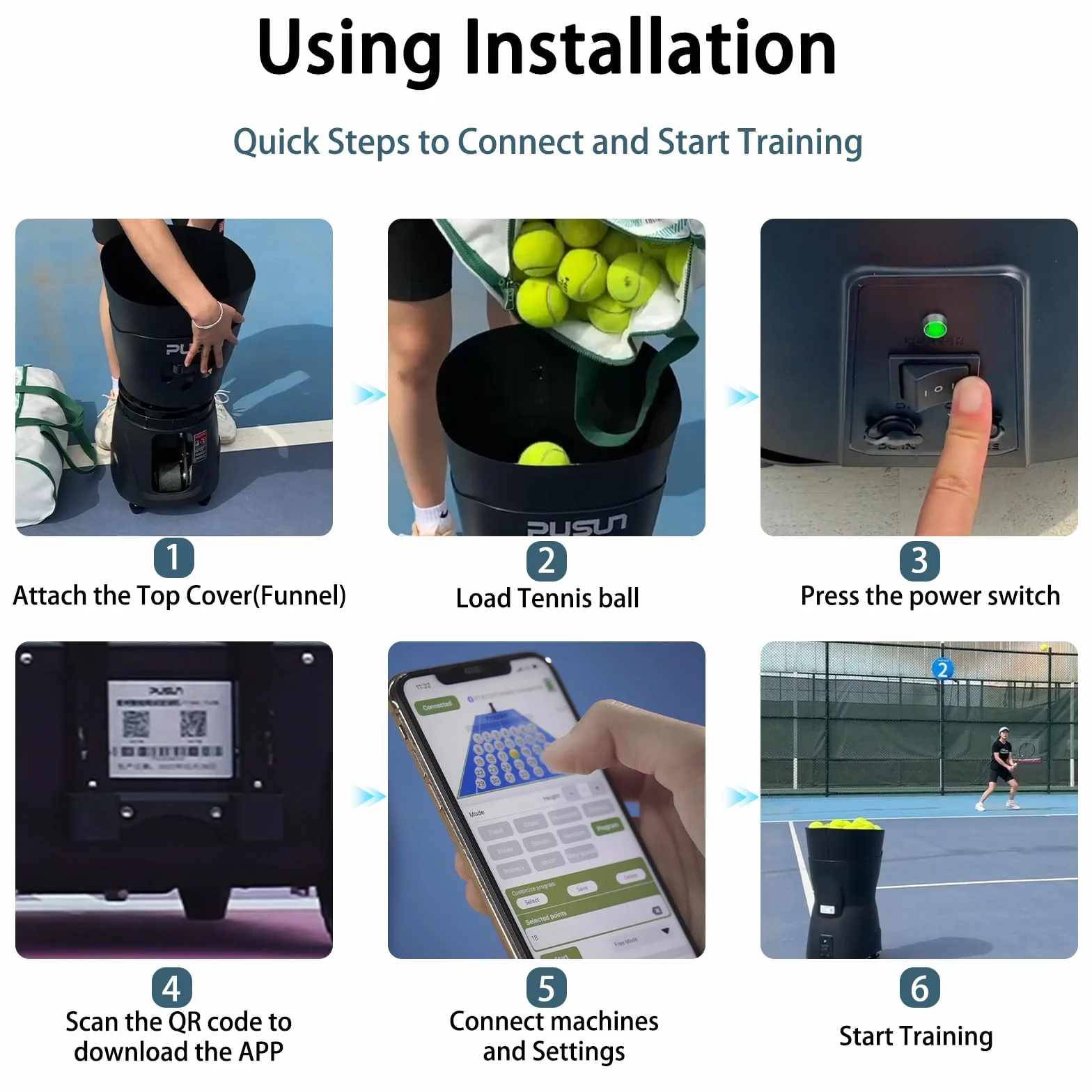 PT Mini Pro Pallina da tennis Machinec, portatile, velocità e rotazione regolabili, capacità 65+ palline, telecomando, batteria
