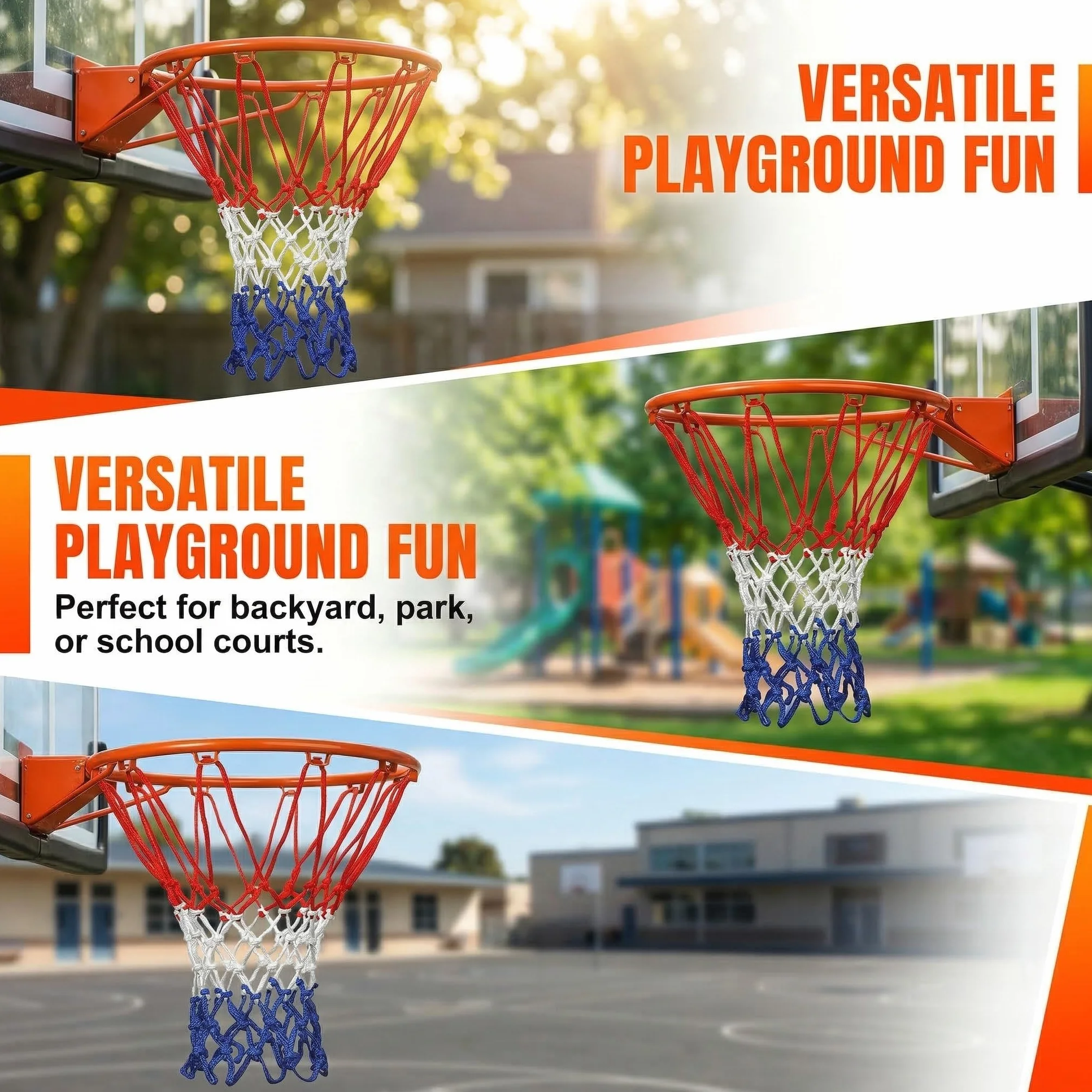 Basketball Net Replacement 4 Pack for 8-10 Inch Baskets 8 Loops Indoor Outdoor