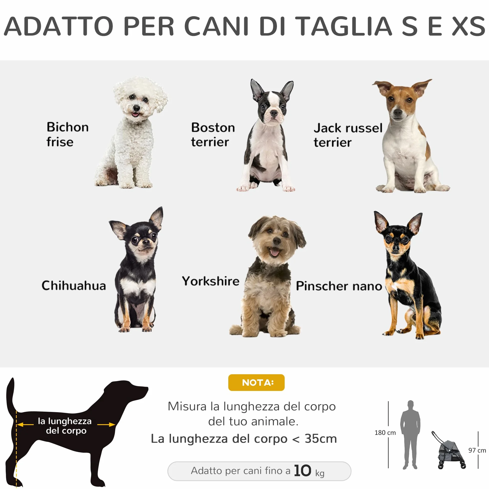 PawHut Passeggino per Cani Pieghevole con Tettuccio Regolabile, Borsa e 2 Guinzagli, Passeggino per Animali in Tessuto Oxford e Acciaio, 82x47x97 cm, Grigio e Nero