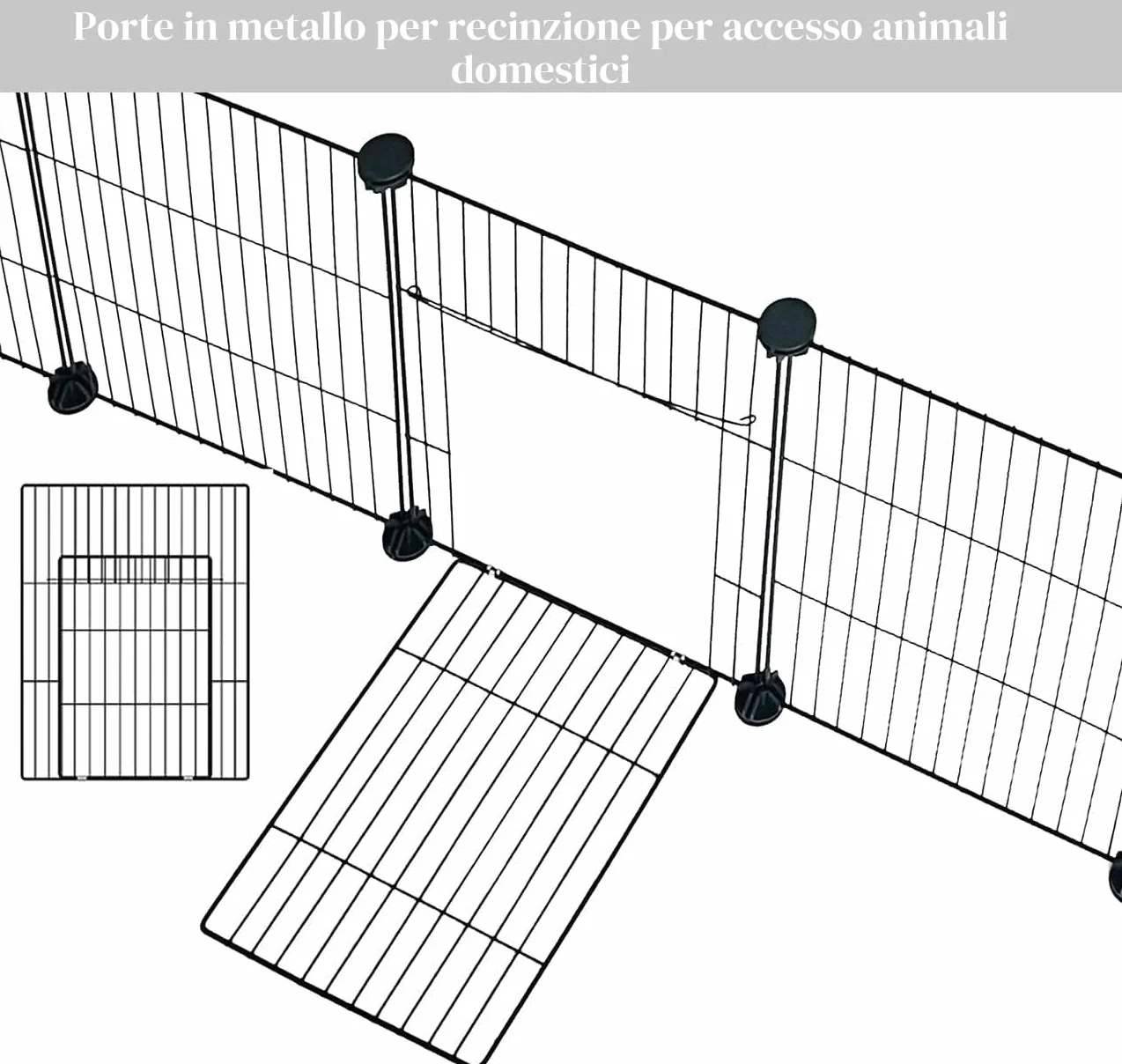 PILIN Recinto per piccoli animali, recinto per animali domestici con porta, gabbie per porcellini d'India, recinto in filo metallico portatile per interni ed esterni 43x32 12pz