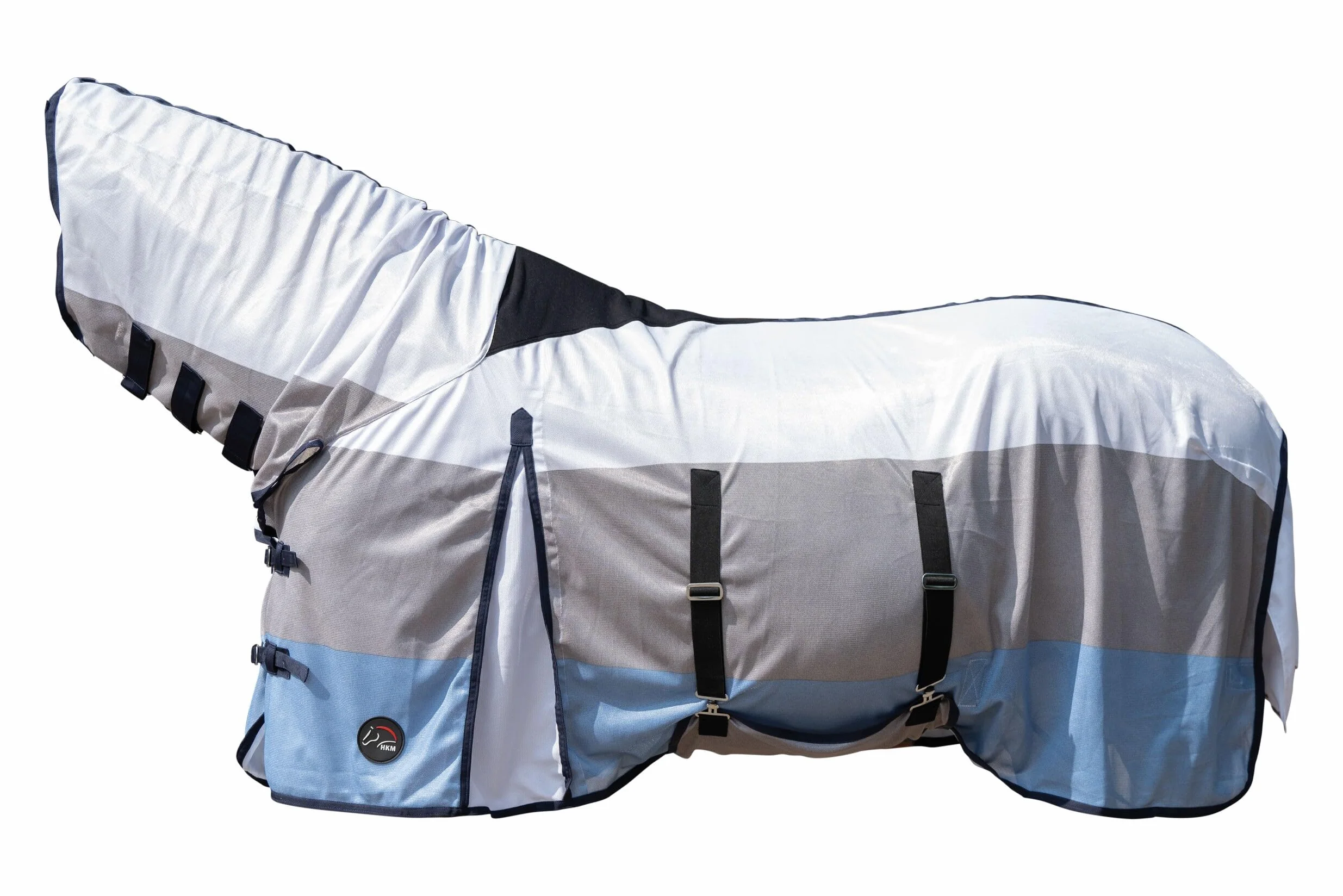 HKM Resistente Coperta antimosche con parte per il collo Blu/Bianco/Grigio 115