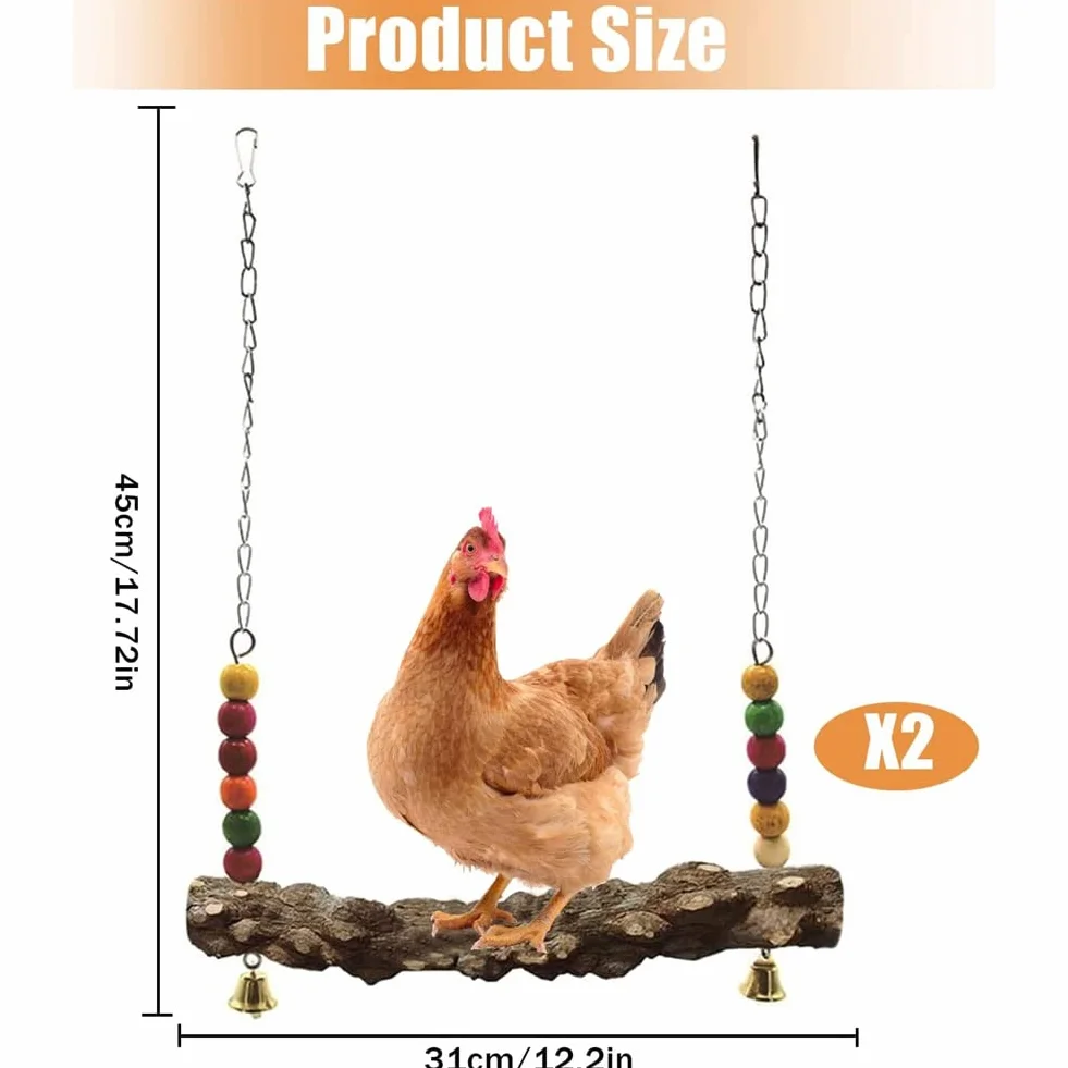 Altalena per Uccelli in Legno Naturale 2 Pezzi Giocattoli per Pollo Pulcino Pappagalli