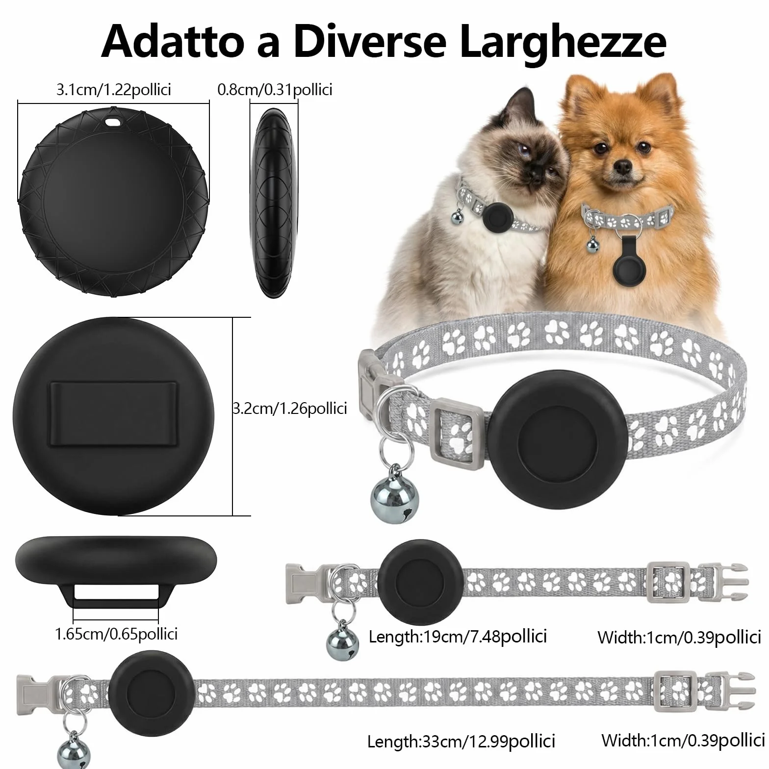 GPS per Cani, Collare GPS Gatto con Tracciamento in Tempo Reale, Localizzatori GPS per Cani, Posizionamento Globale Compatibile con iOS e Android, Impermeabile IPX6, Nessun Abbonamento - Grigio