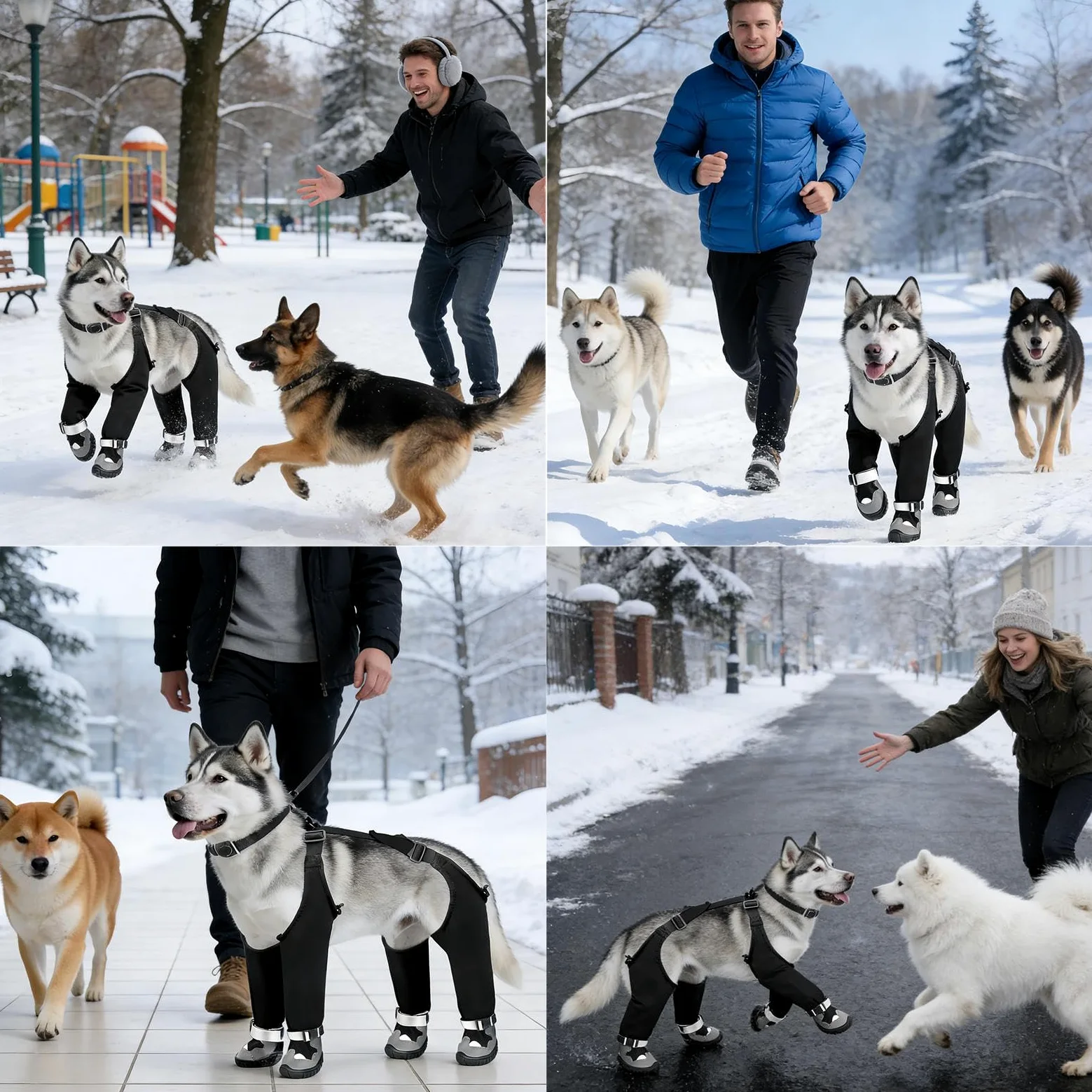 Scarpe per Cani Animali Antiscivolo Traspiranti Impermeabili | Equipaggiamento da Neve per Cani Per Camminare, Campeggio, Outdoor, Viaggio, Uso Quotidiano, Freddo, Polvere e Urbano