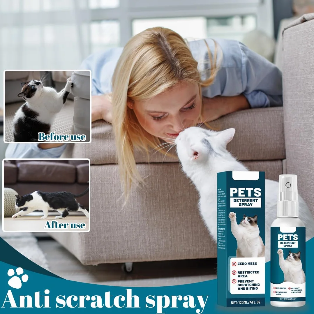 EIHI 120ml Spray antigraffio per gattiper Gatti Divano, Uso Interno ed Esterno,protezione divano graffi gatto, Protezione del Divano e Mobili, Ideale per Casa e Giardino