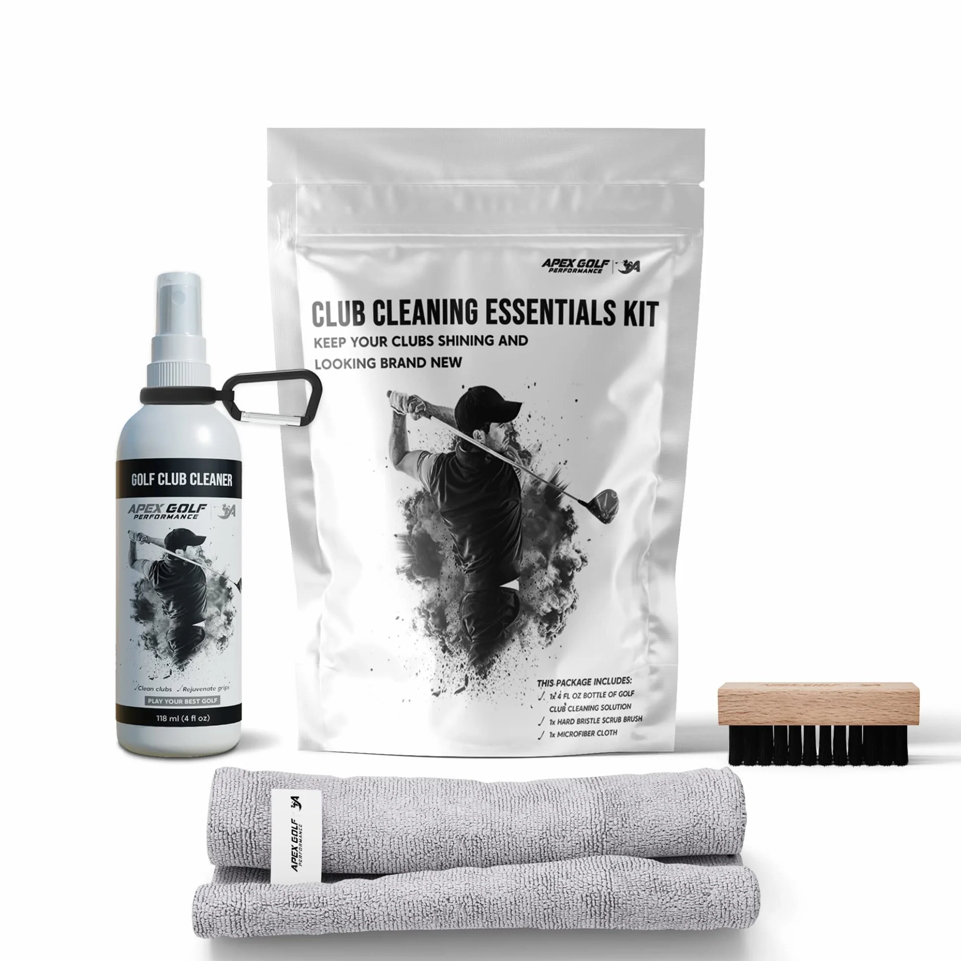 Pulitore per mazze da golf (236 ml) con spazzola per mazze da golf, kit di pulizia per mazze da golf, spazzola per pulitore per mazze da golf, pulitore per mazze da golf, gomma da golf