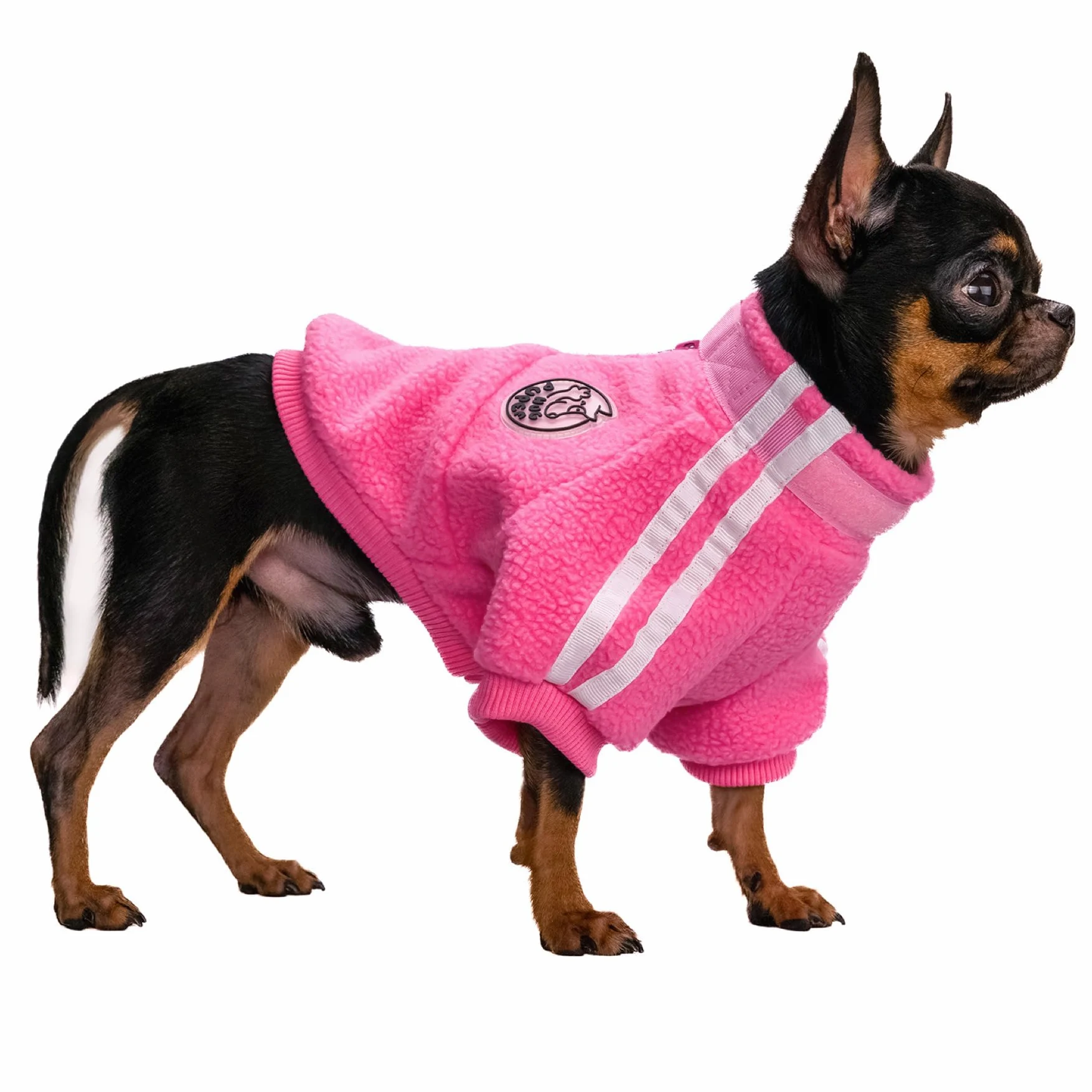 Felpe con cappuccio per cani di piccola taglia, 10-13,6 kg, rosa | Accattivante Colore Decorativo Striscia Regolabile Gancio Loop Collo Elegante Premium Maglioni Cappotto Vestiti