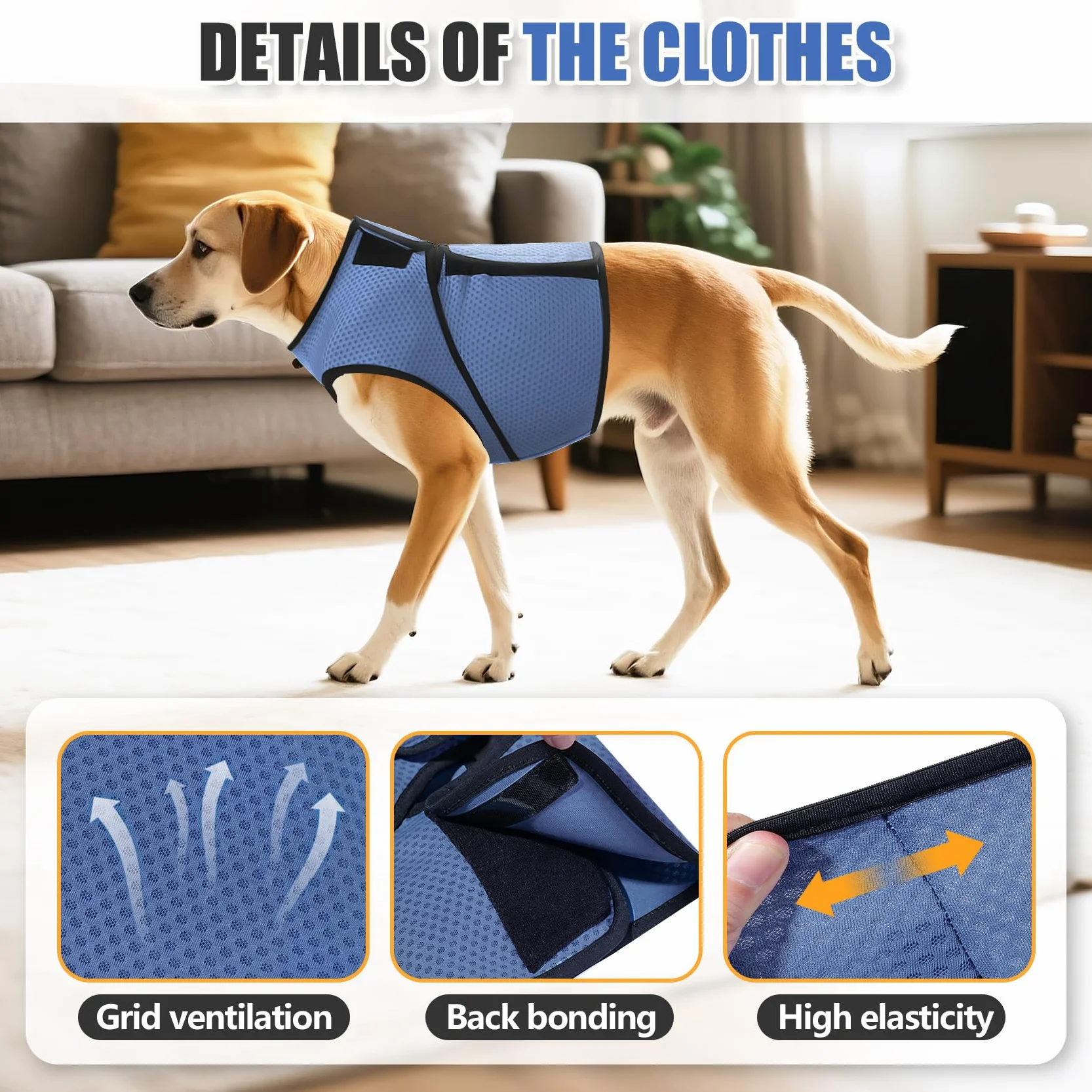 Gilet calmante per cani, per alleviare l'ansia, per cani, comodo e regolabile, morbida pressione, per Thunder, viaggi e fuochi d'artificio (blu, L)