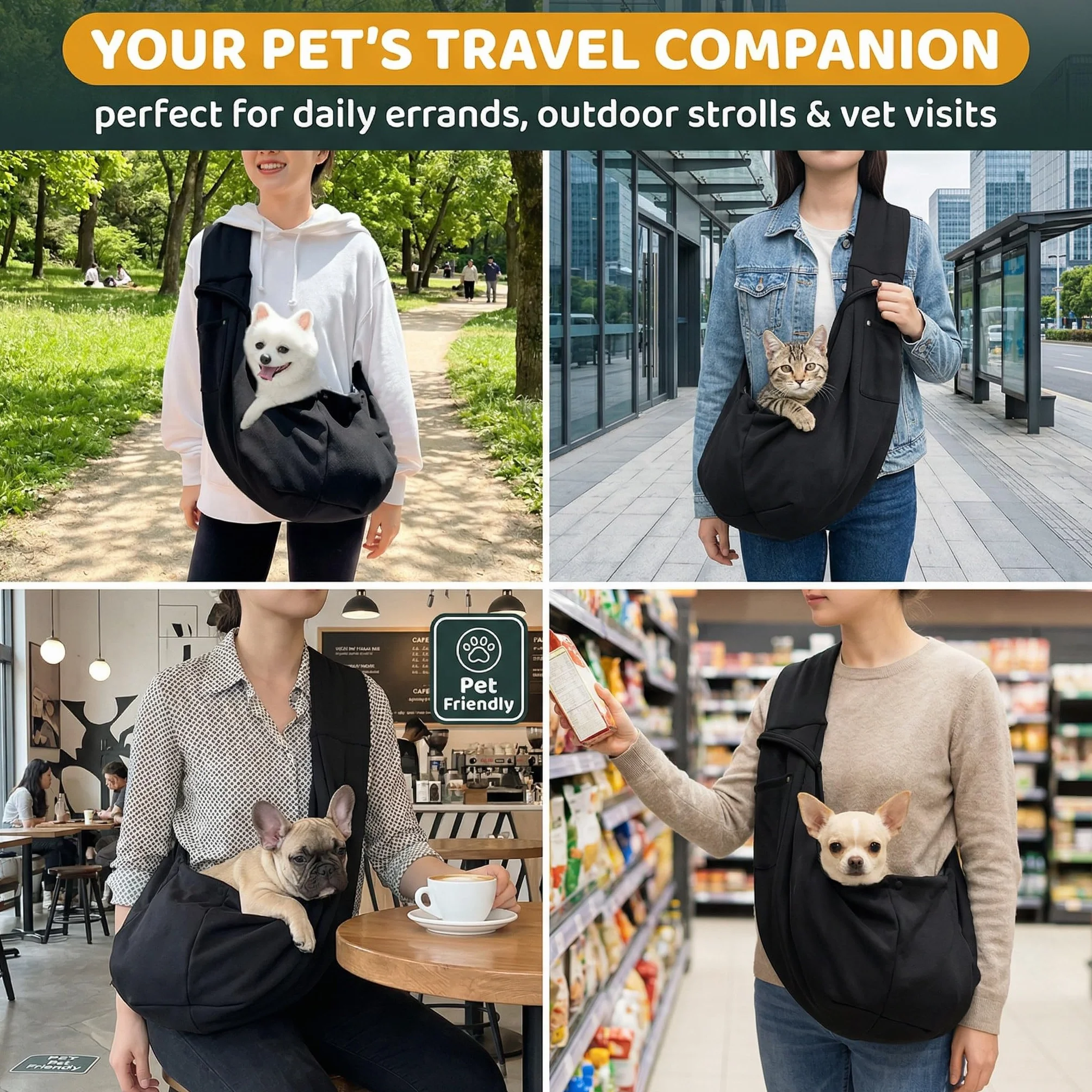 Regolabile Borsa da Viaggio per Cani Piccola, Reversibile Borsa a Tracolla Porta Animali Domestici, per Cane/Gatto Fino a 7.5 KG, per Viaggio, Ciclismo, Passeggiata