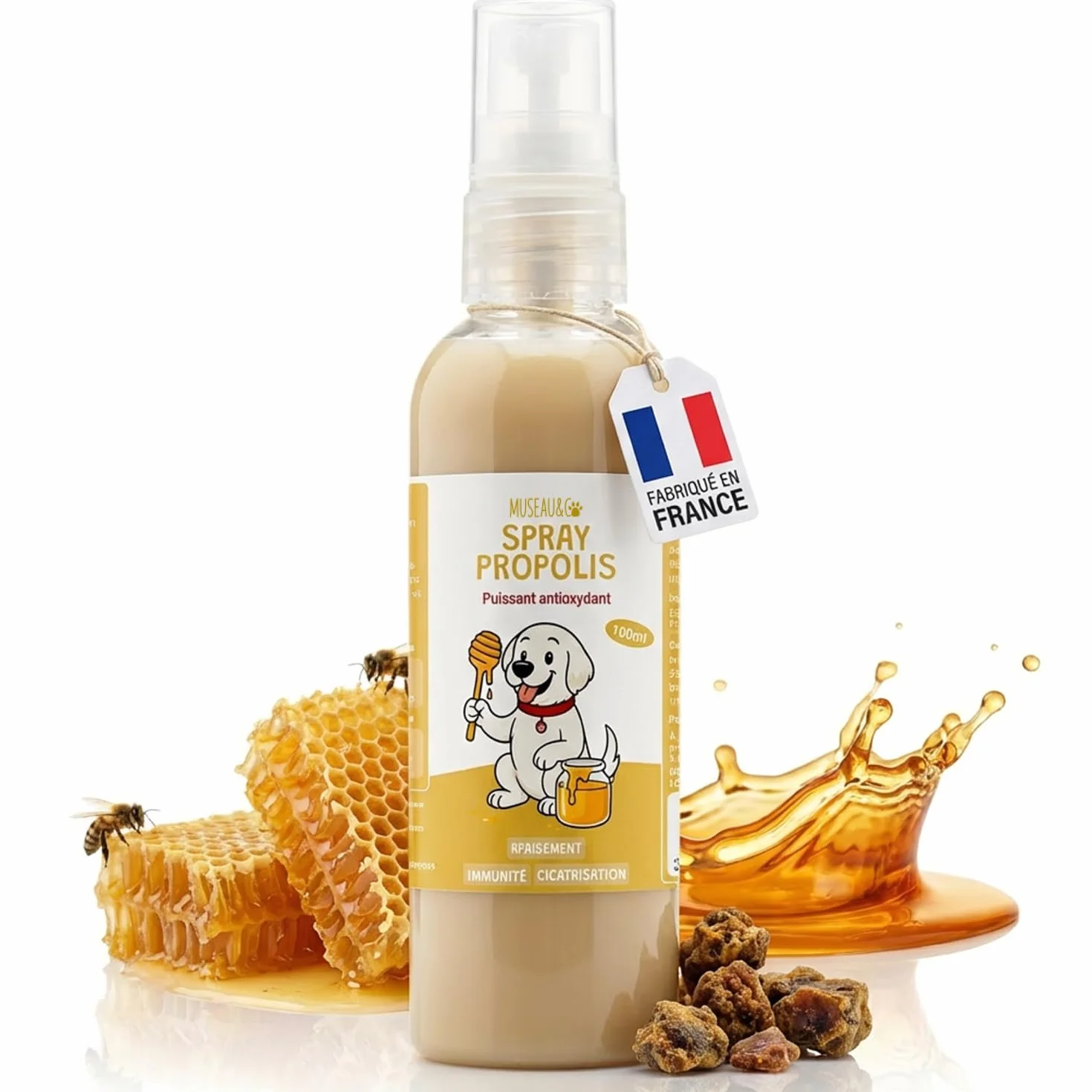 Spray Propoli Pura 100ml per Cani e Gatti | Igiene Orale, Placca & Alito Cattivo | Antibatterico & Antifungino Naturale | Senza Alcool | 3-4 Spruzzi 2-3x Settimana | Museau & Co