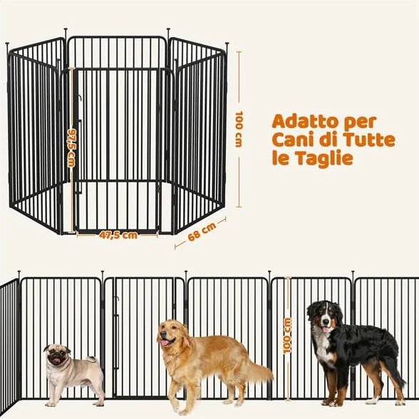 Yaheetech Recinto per Cani 6 Pannelli 100 cm Metallo Casa Giardino
