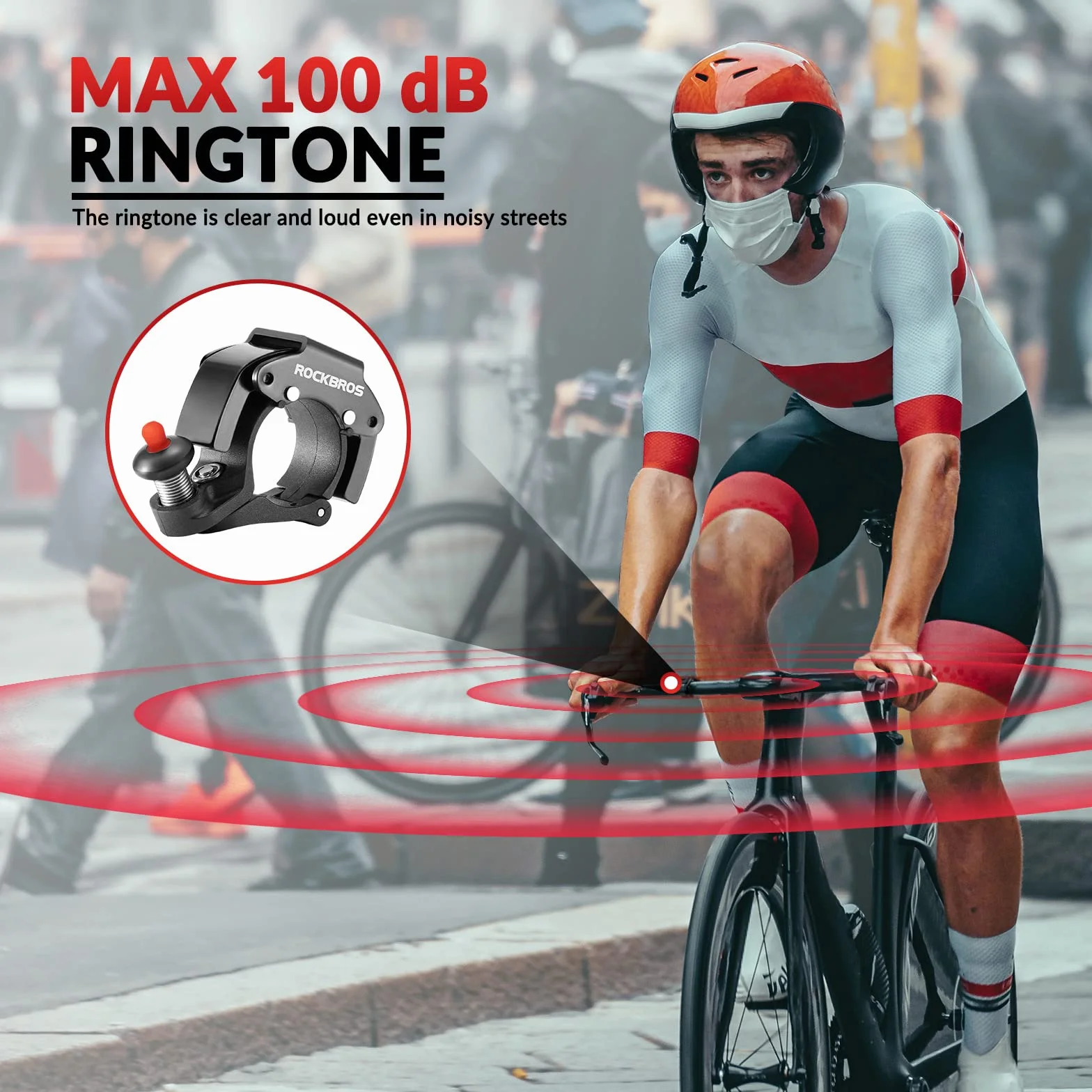 ROCKBROS Campanello Bici, Mini Campanello Nascosto, Clacson Volume 100db, Manubrio da 22 mm, Adatto per Biciclette, Bici da Corsa, MTB, Accessori Bici