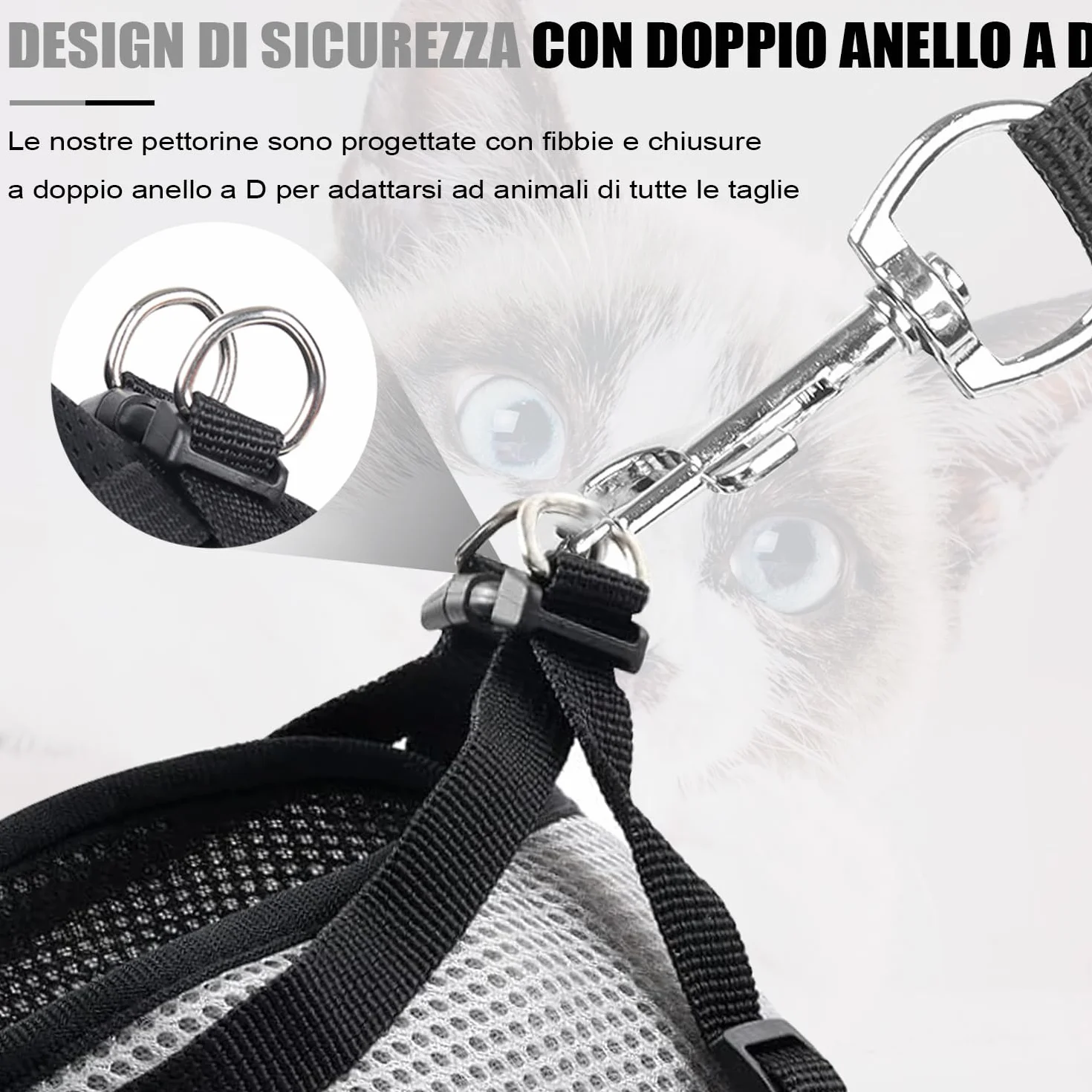 Pettorina e Guinzaglio per Cani, Pettorina Riflettente per Cuccioli, Set di imbracatura e guinzaglio per cuccioli, gatti e gattini (Grigio, S)
