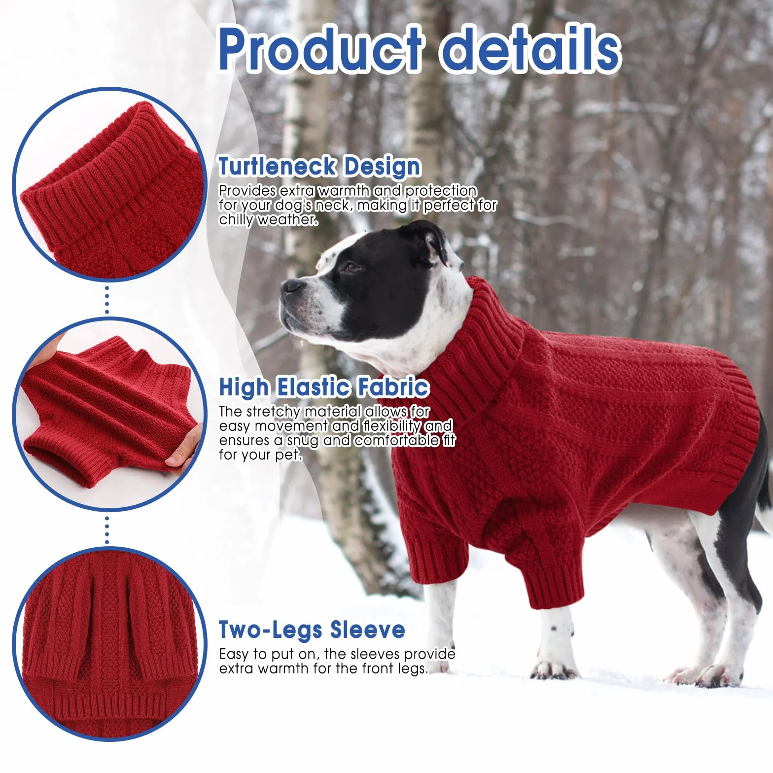 Queenmore Maglioncino Cane Taglia Piccola Collo Alto Vestito Cockapoo Rosso S