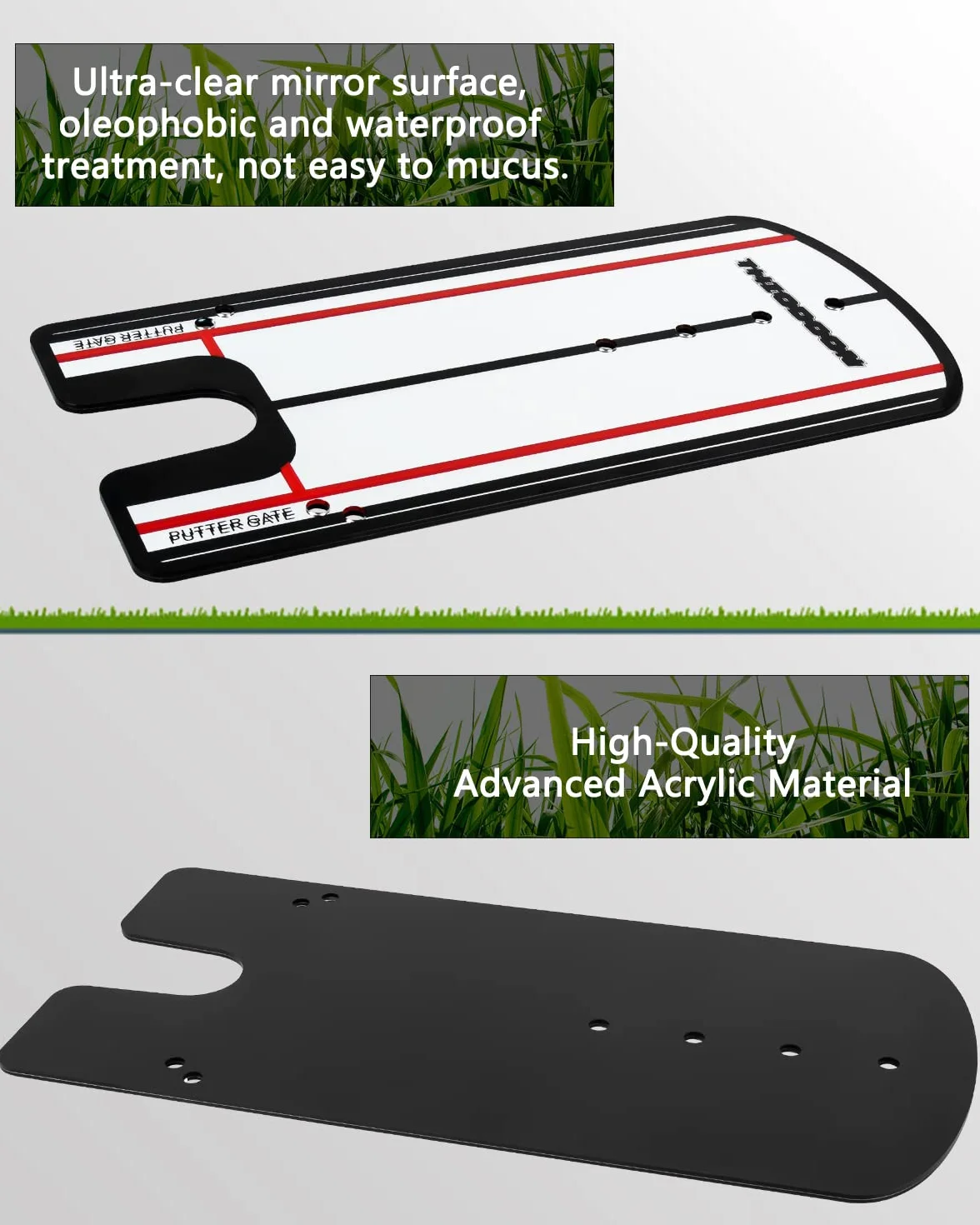 THIODOON Golf Putting Alignment Mirror - Line Putting Mirror Training Aid - Size 12 x 6 Inches