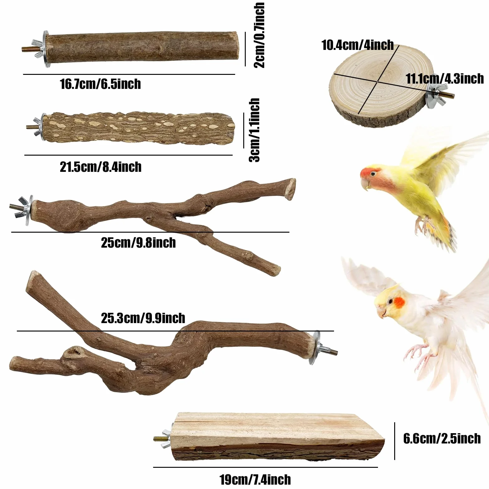 Posatoi per Pappagalli in Legno Naturale Ramo D'uva per Cacatua e Cocorite