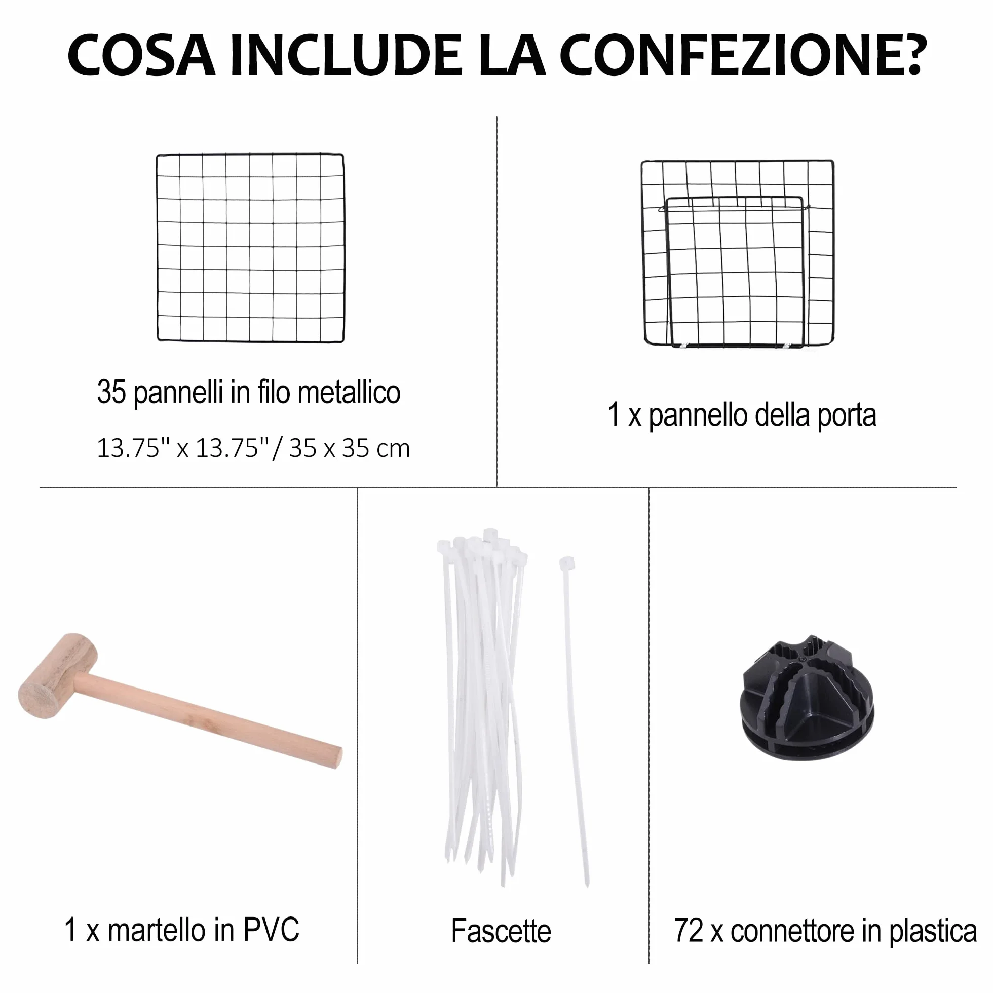 PawHut Recinto in Metallo per Piccoli Animali Domestici con 36 Pannelli di Metallo da Montare Secondo Forma e Configurazione che Preferisci e con Porta